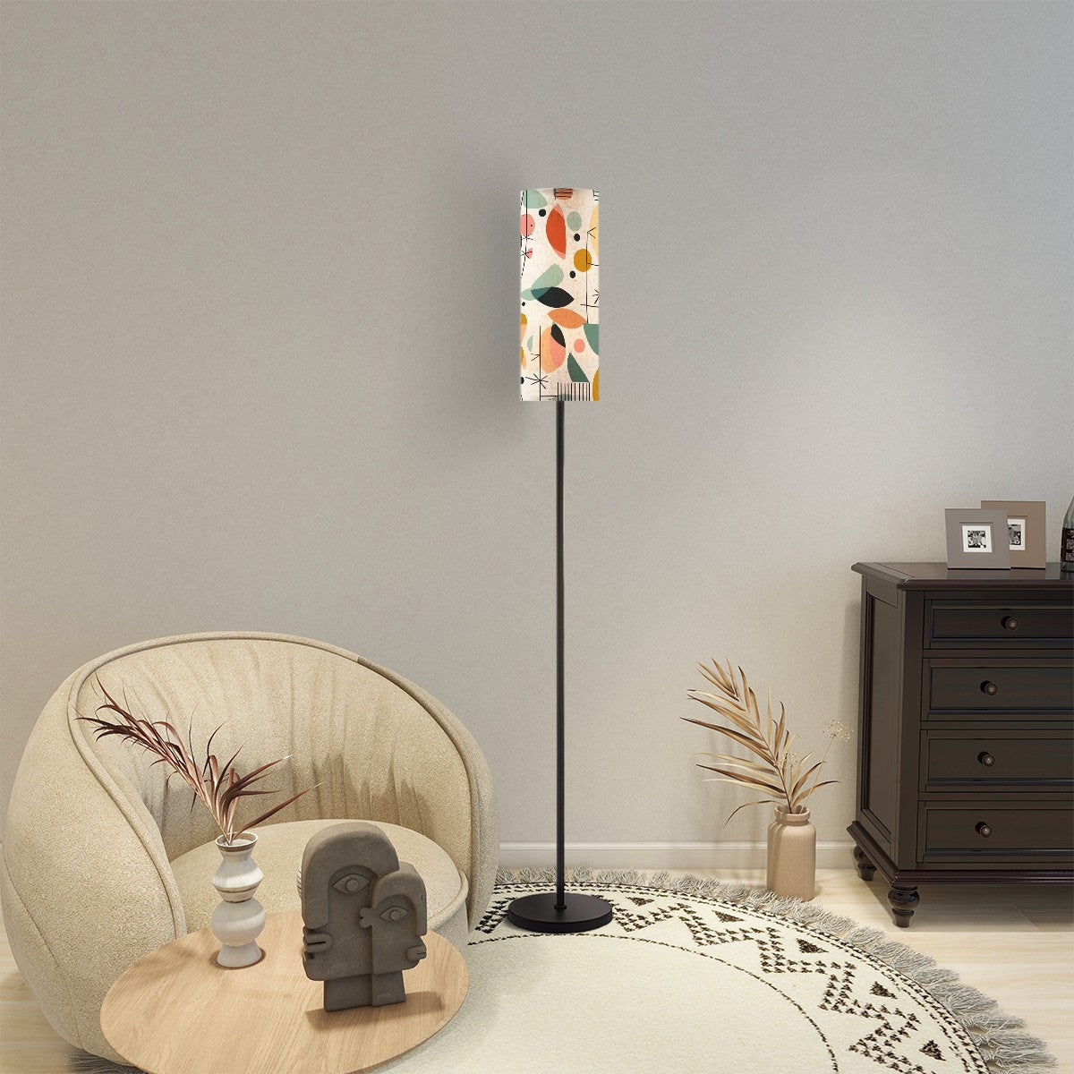 Mid Century Modern Slim Floor Lamp With Modern Abstract Geometric Fun Design - Mid Century Modern Gal