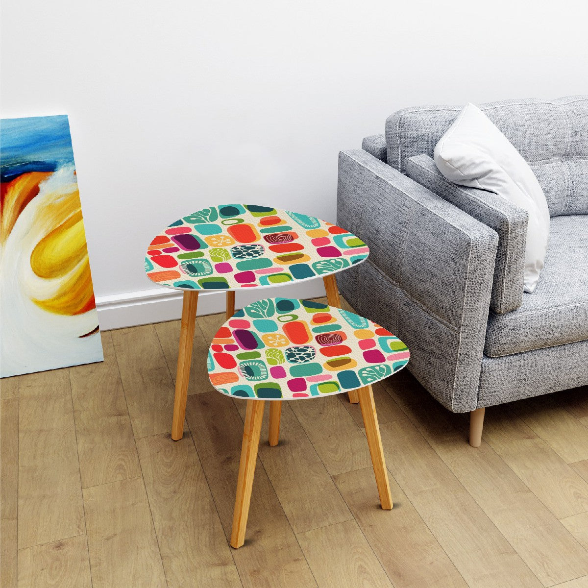 Mid Century Modern Amoeba Designed Mod Nest Tables With Bamboo Legs - Mid Century Modern Gal