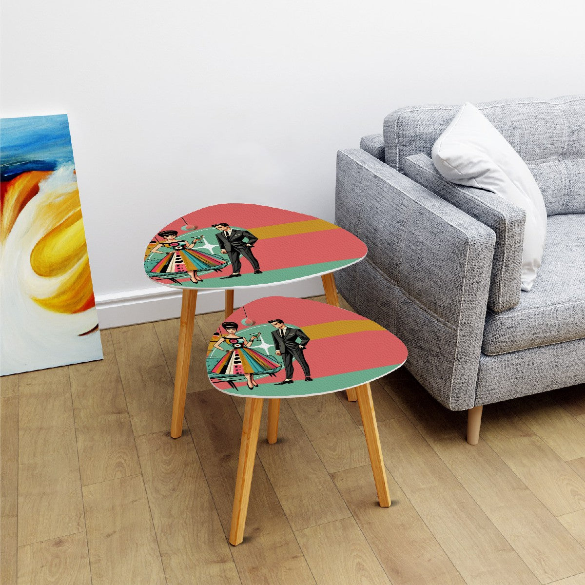 Mid Century Modern Barware, Kitschy Nesting Table Set - Mid Century Modern Gal