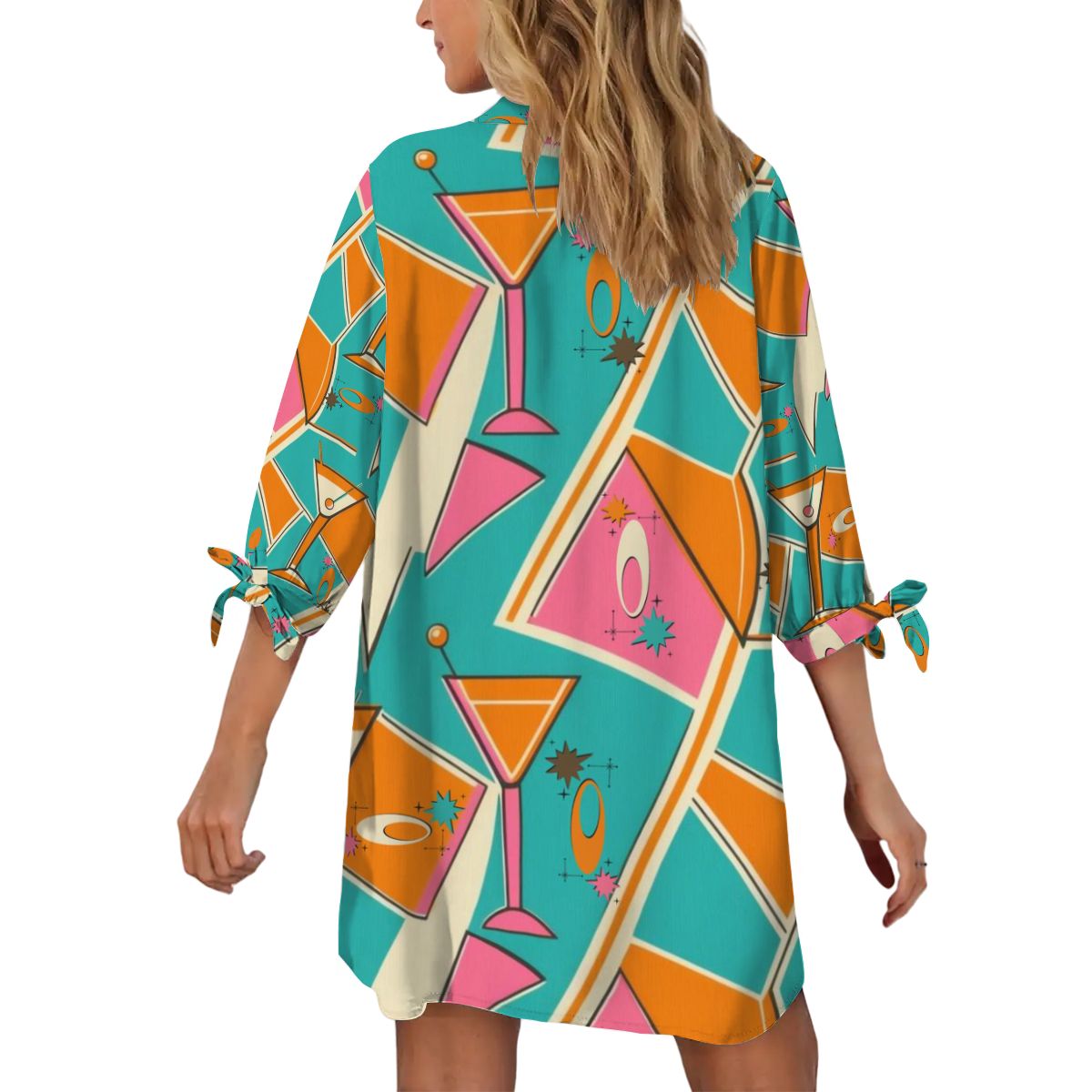 Summer Retro Vibes Mid Mod Coctail Cover Up, Blouse Women&