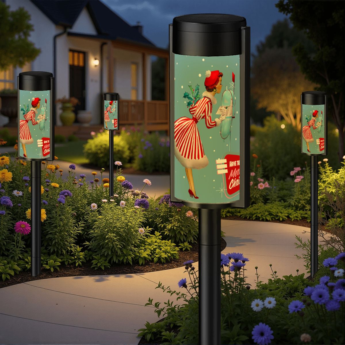 Mid Century Modern 50s Holiday Kitsch Have The Merriest Christmas Retro Outdoor Solar Lights - Mid Century Modern Gal