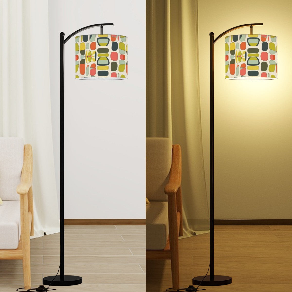 Mid Century Modern Designed Arc Floor Lamp With Geometric Mod Design - Mid Century Modern Gal