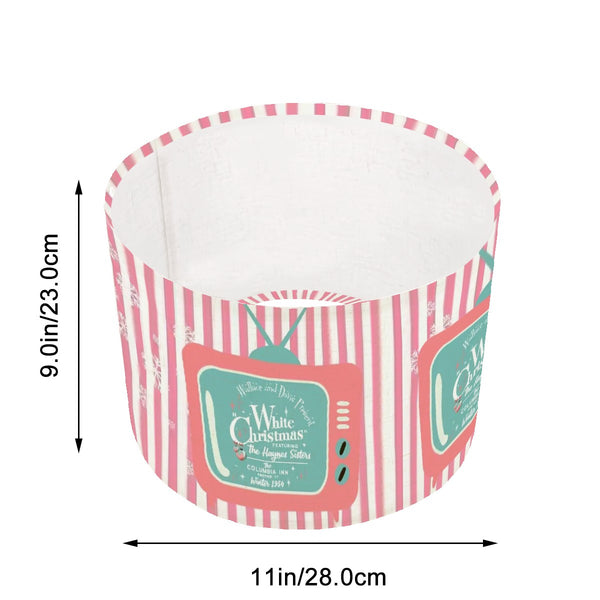 Wallace And Davis Pink Striped Kitschy Mid Century Modern Christmas Lampshade - For Arc Floor Lamps Only