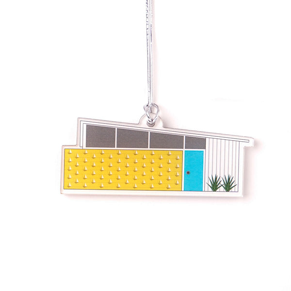 Mid Century Modern Christmas House Retro Ornament, Holiday Kitsch Gift