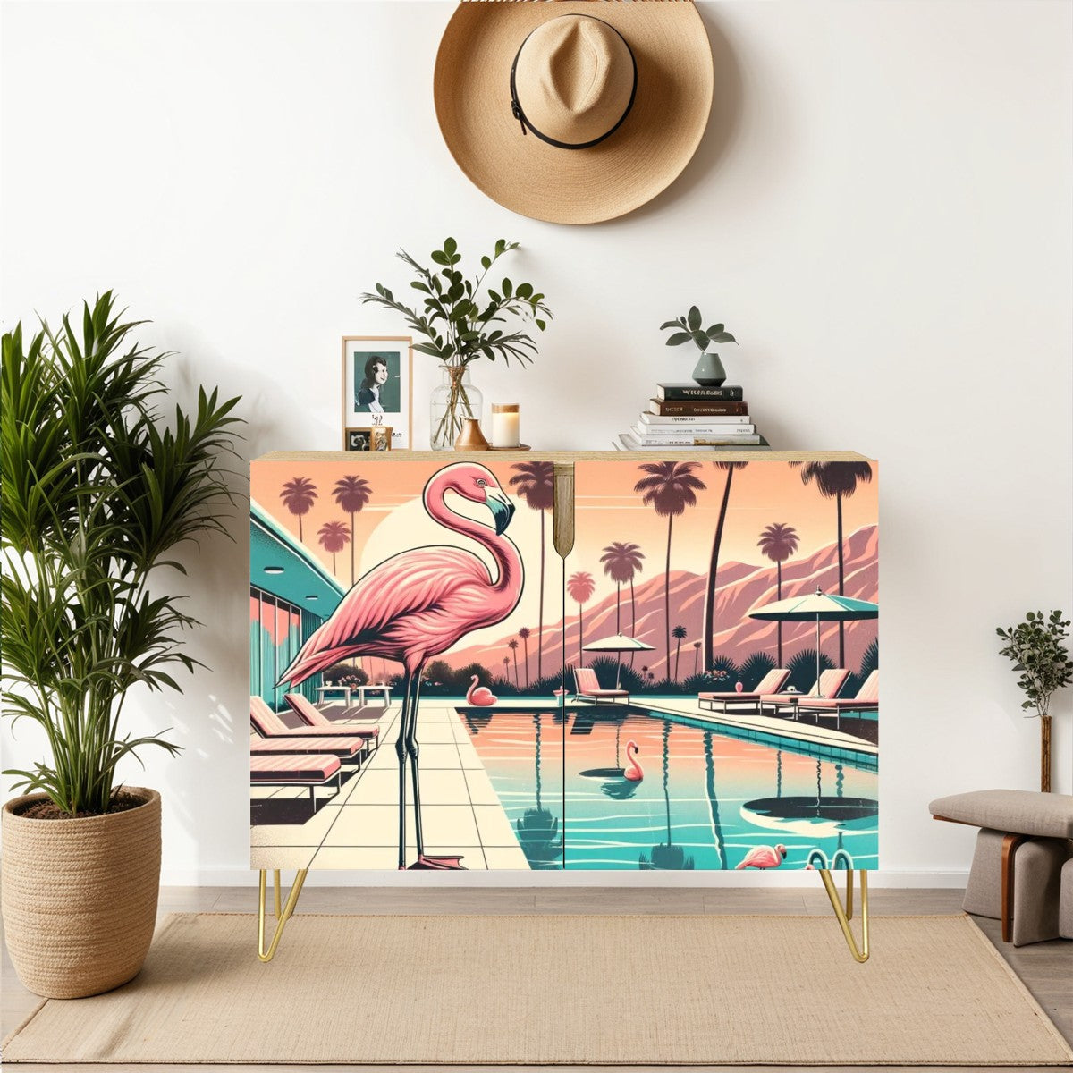 Mid Century Modern Palm Spring Cali 50s Flamining Wooden Storage Cabinet - Mid Century Modern Gal