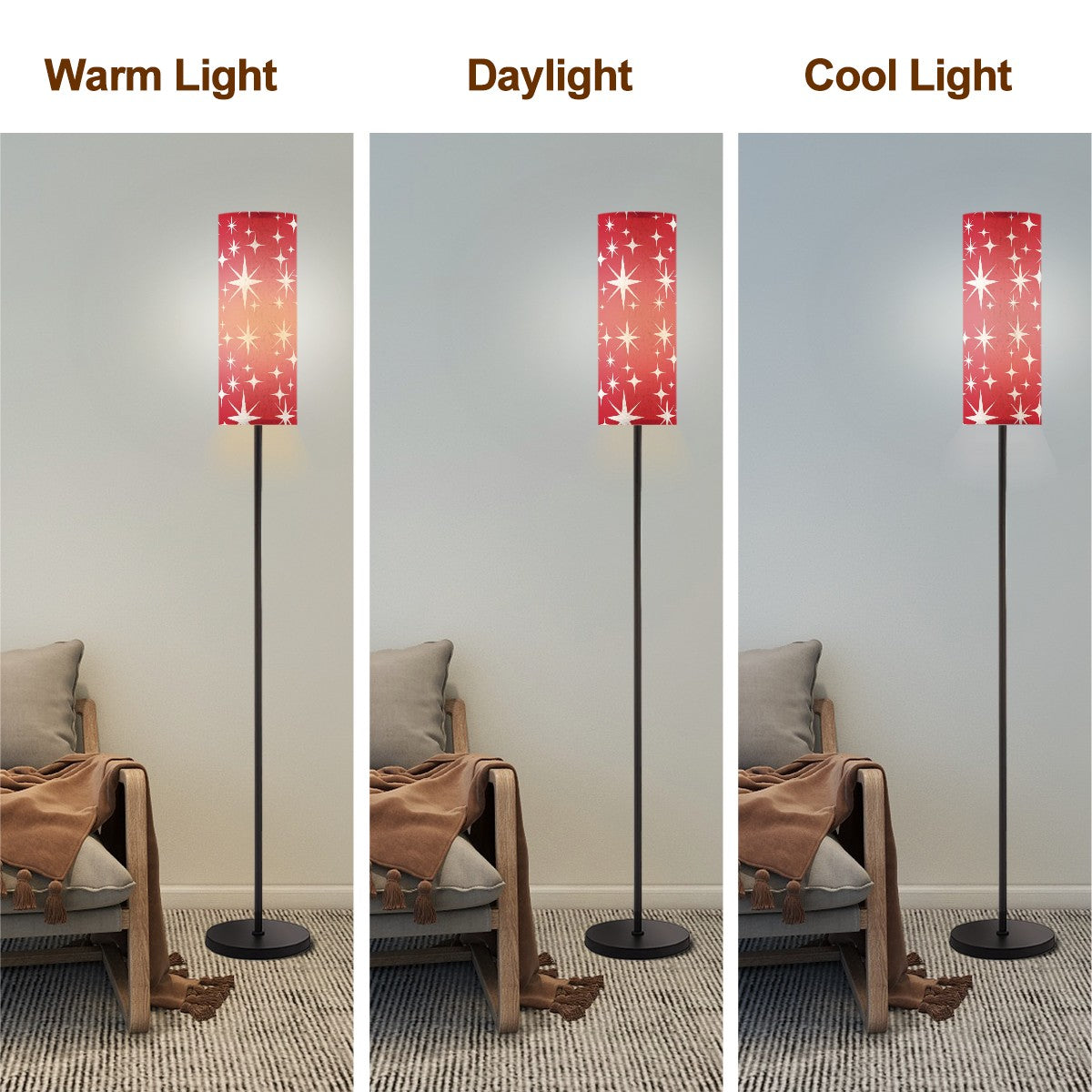 Atomic Starburst Red Mid Century Modern Torchiere Slim Floor Lamp - Mid Century Modern Gal
