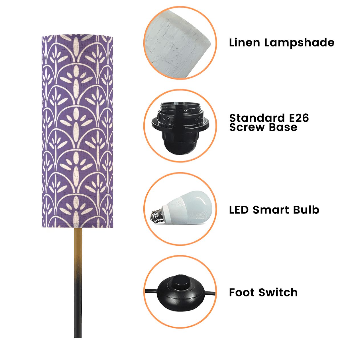 Art Deco Colorful Abstract Floor Lamp | Lavender Purple And White Mid Century Modern Lighting - Mid Century Modern Gal
