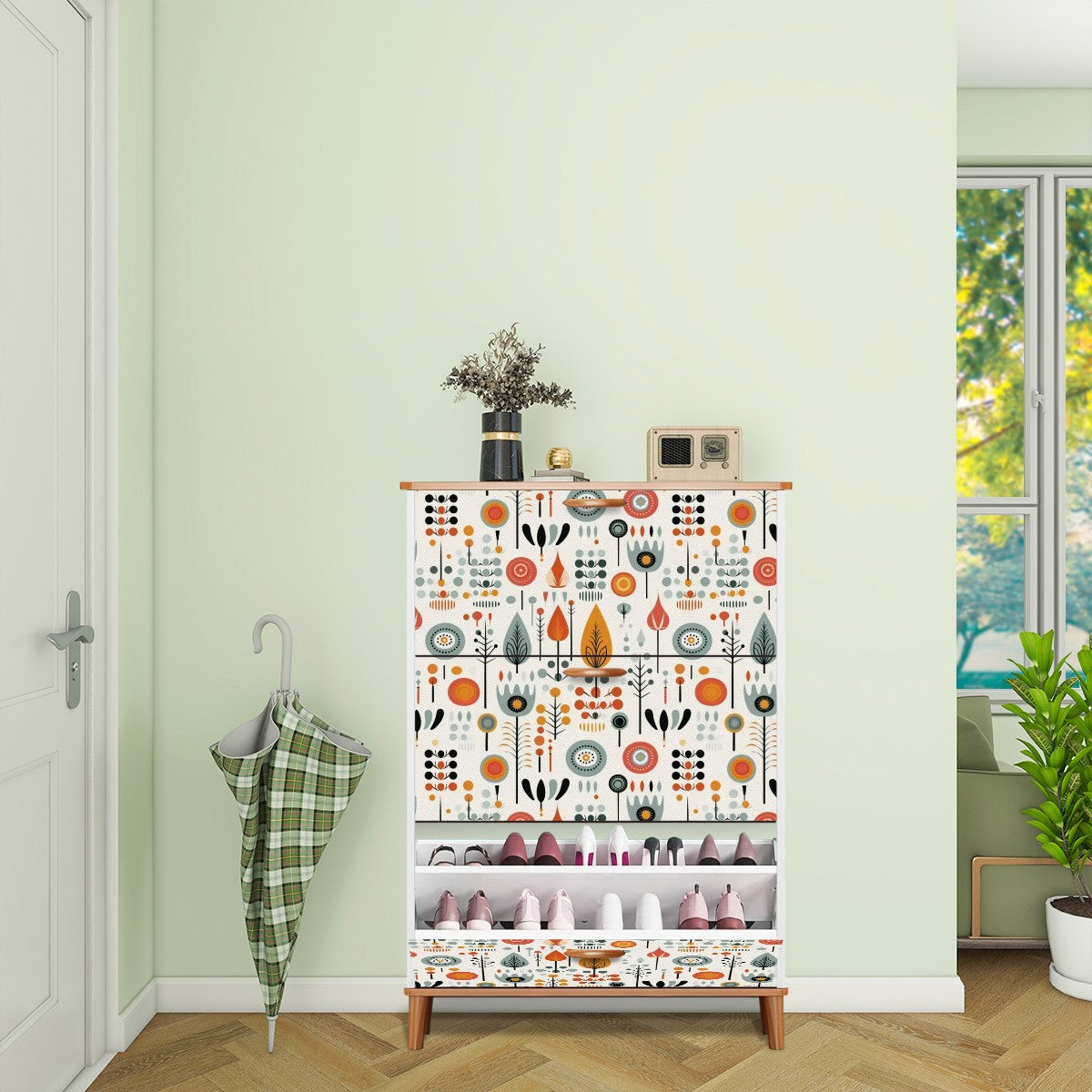 Mid Century Modern Scandinavian Designed Shoe Storage Shoe Cabinet - Mid Century Modern Gal