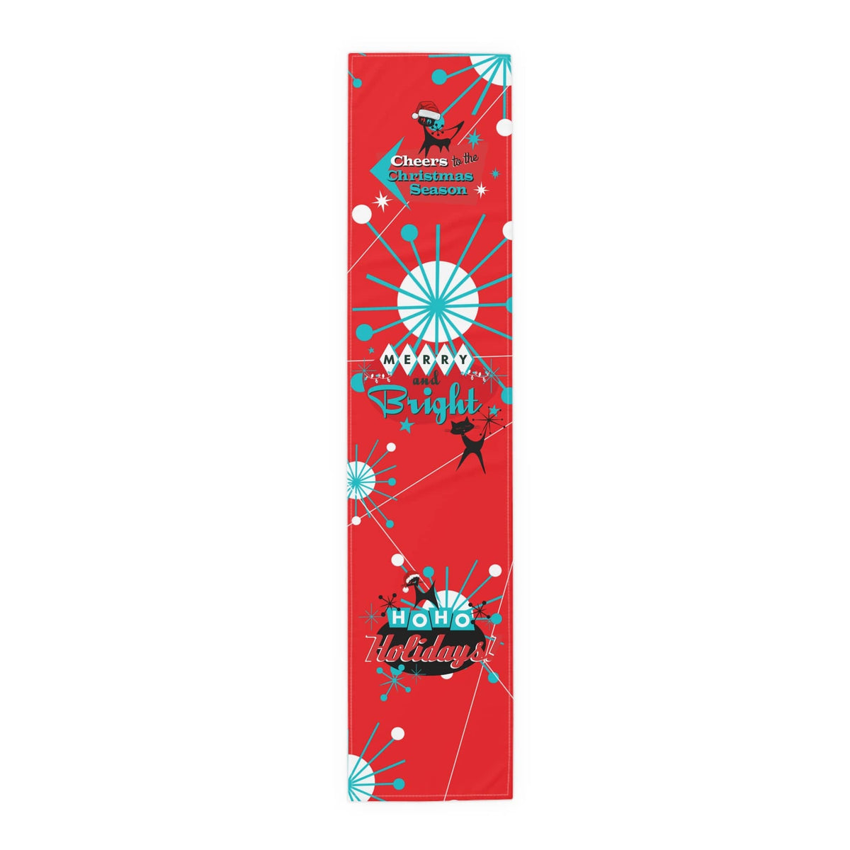 Atomic 50's Red, Atomic Cat, Holiday, Mid Mod Table Runner (Cotton, Poly) Home Decor