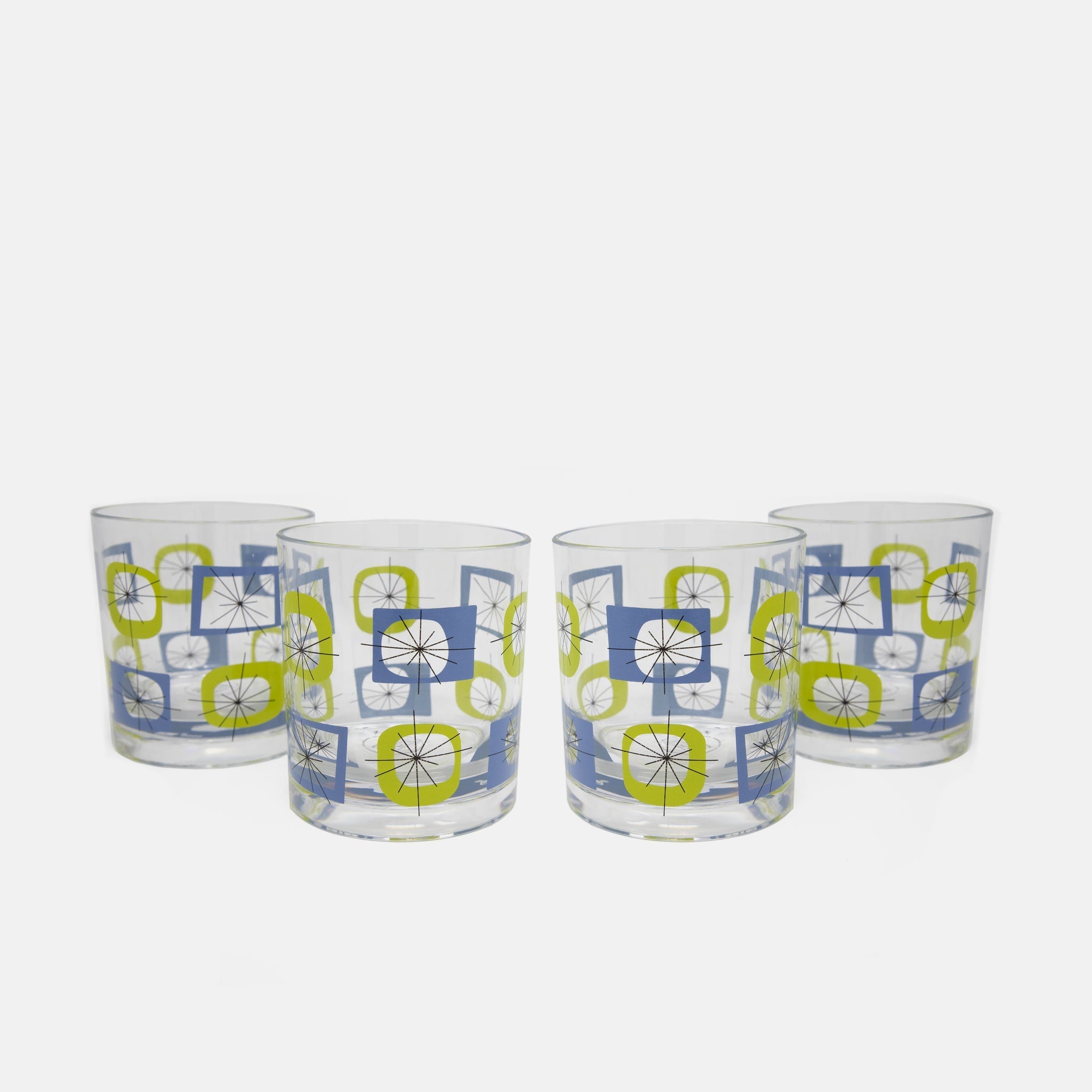 Atomic Acrylic Old Fashioned Glass - Set of 4 - Blue Green