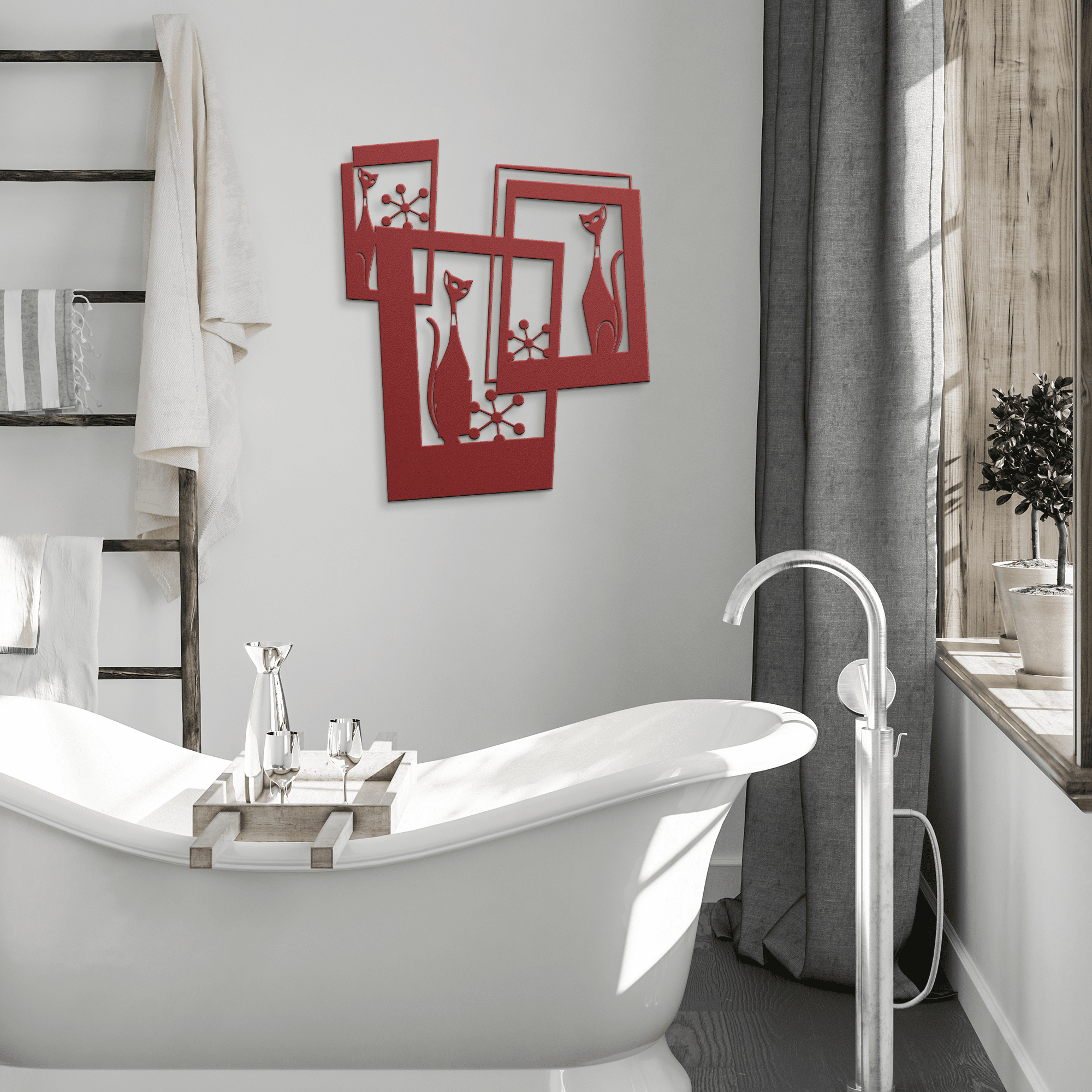 Atomic Cat Art, Mid Century Metal Wall Art, Starburst, Retro Wall Art 50&