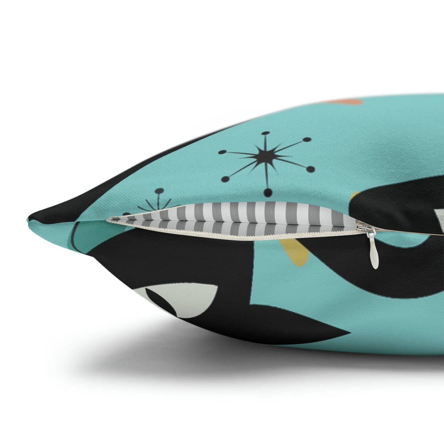 Atomic Cat Art Pillow, Quirky Cats, Cat Mom, Cat Lover, Mid Century Modern Boomerang, Sputnik Starburst Couch Cushion Cover Home Decor