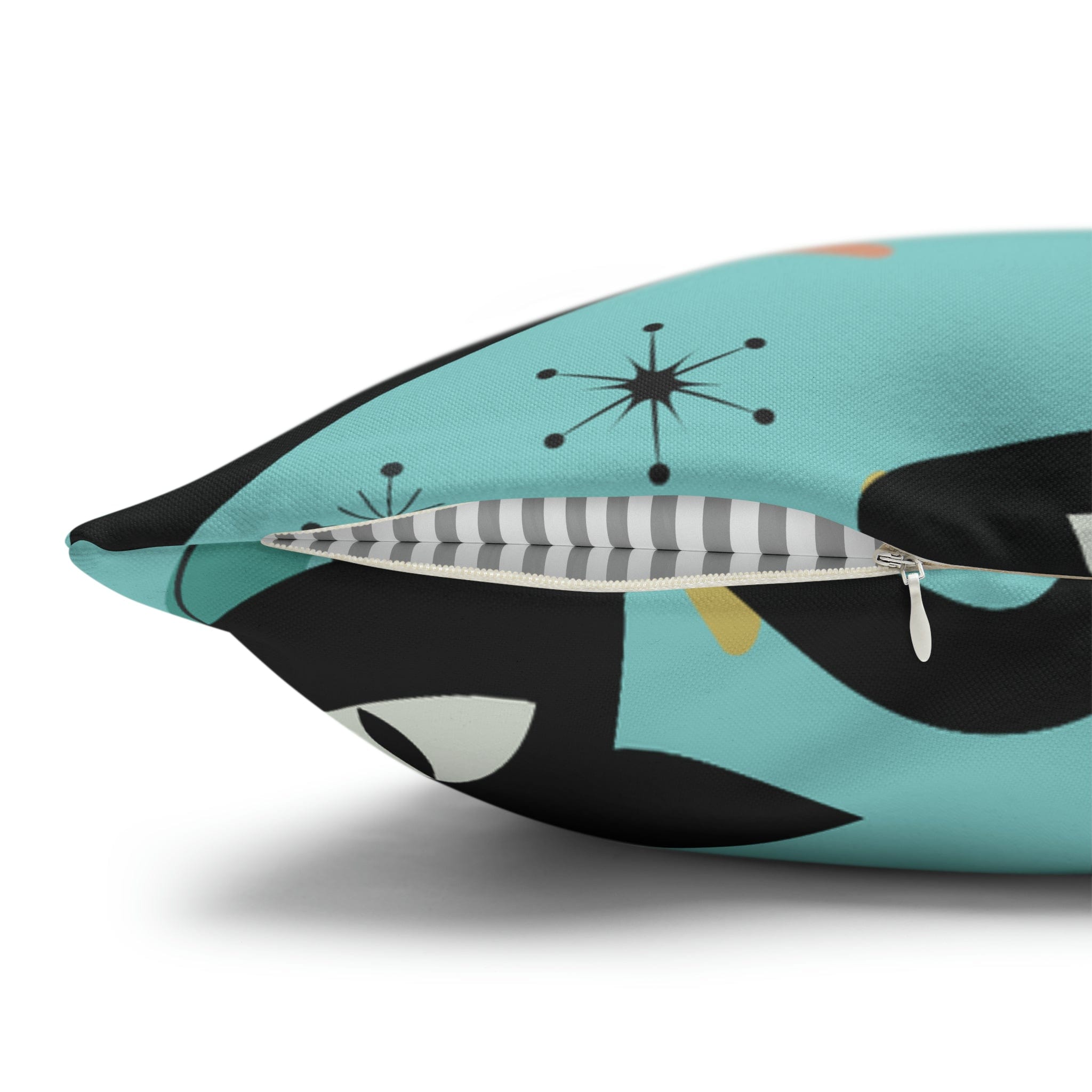 Atomic Cat Art Pillow, Quirky Cats, Cat Mom, Cat Lover, Mid Century Modern Boomerang, Sputnik Starburst Couch Cushion Cover Home Decor