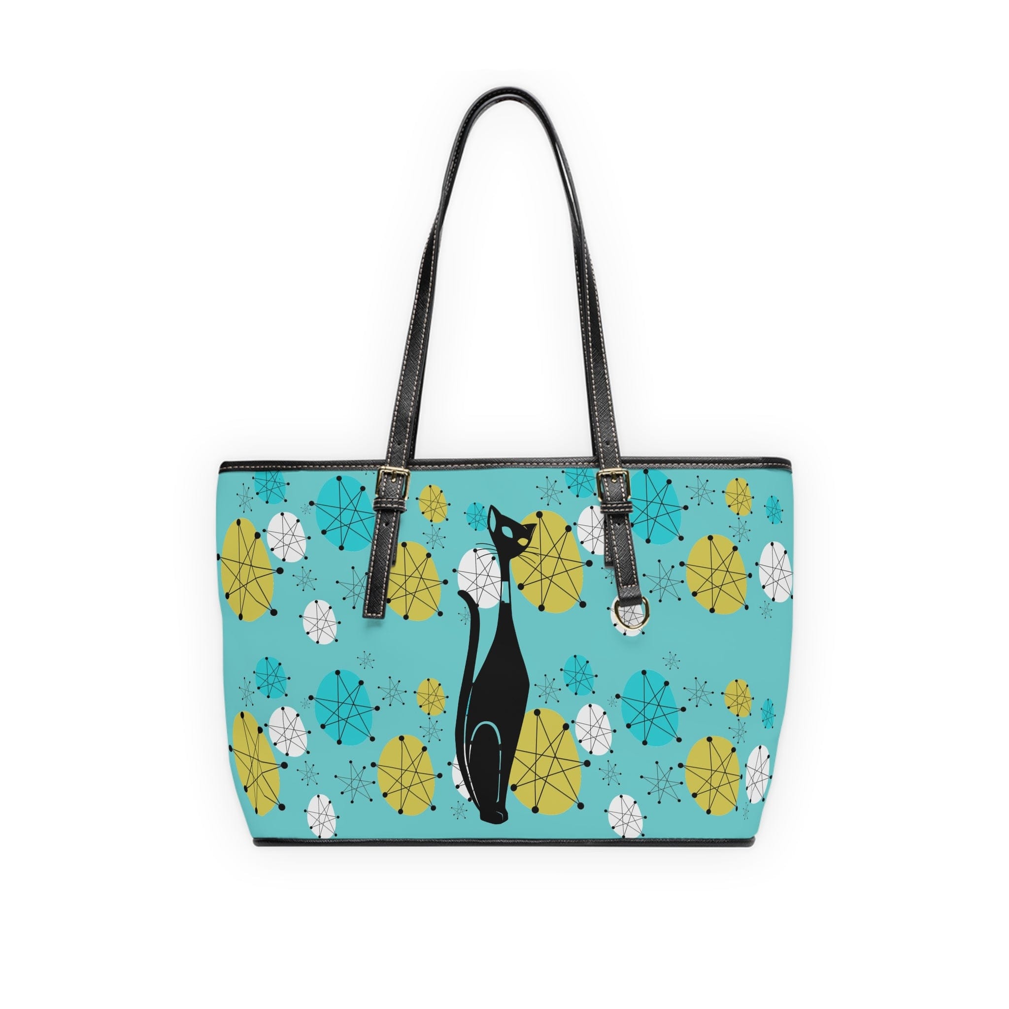 Atomic Cat Designed Aqua Blue, Franciscan Starburst, Kitschy Fun Shoulder Bag Bags