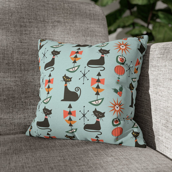 Atomic Cat Designs, Mid Century Modern Christmas Starburst, Fun, Festive, Kitsch Pillow Cover By Mid Century Modern Gal