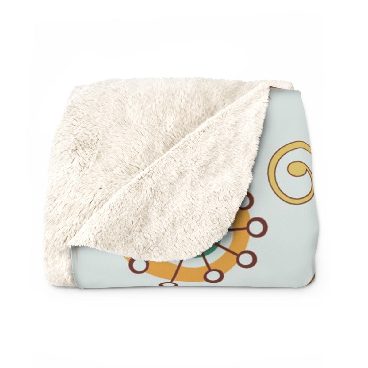 Atomic Cat Designs, Winter White, Aqua Blue, Tiger Yellow, Starburst, Boomerang 50's Style Kitschy Sherpa Fleece Blanket Gift Home Decor
