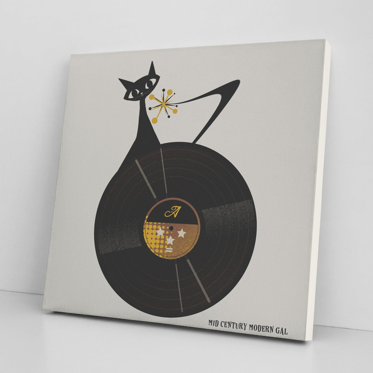 Atomic Cat, Groovy Record, Mid Century Modern Wall Art Wall Art