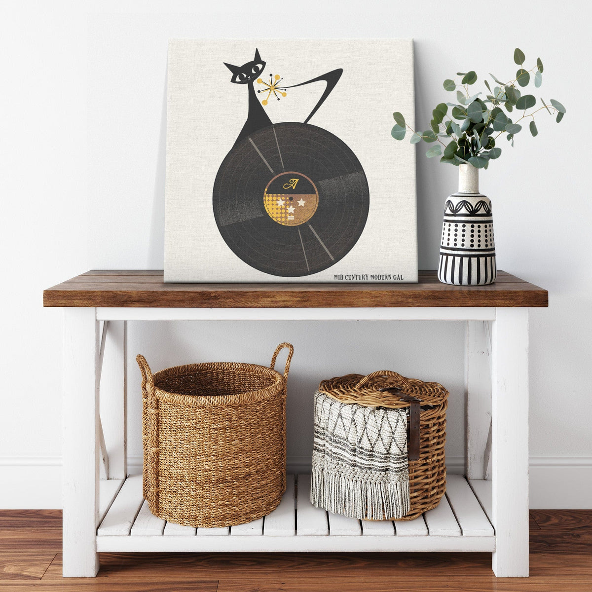 Atomic Cat, Groovy Record, Mid Century Modern Wall Art Wall Art