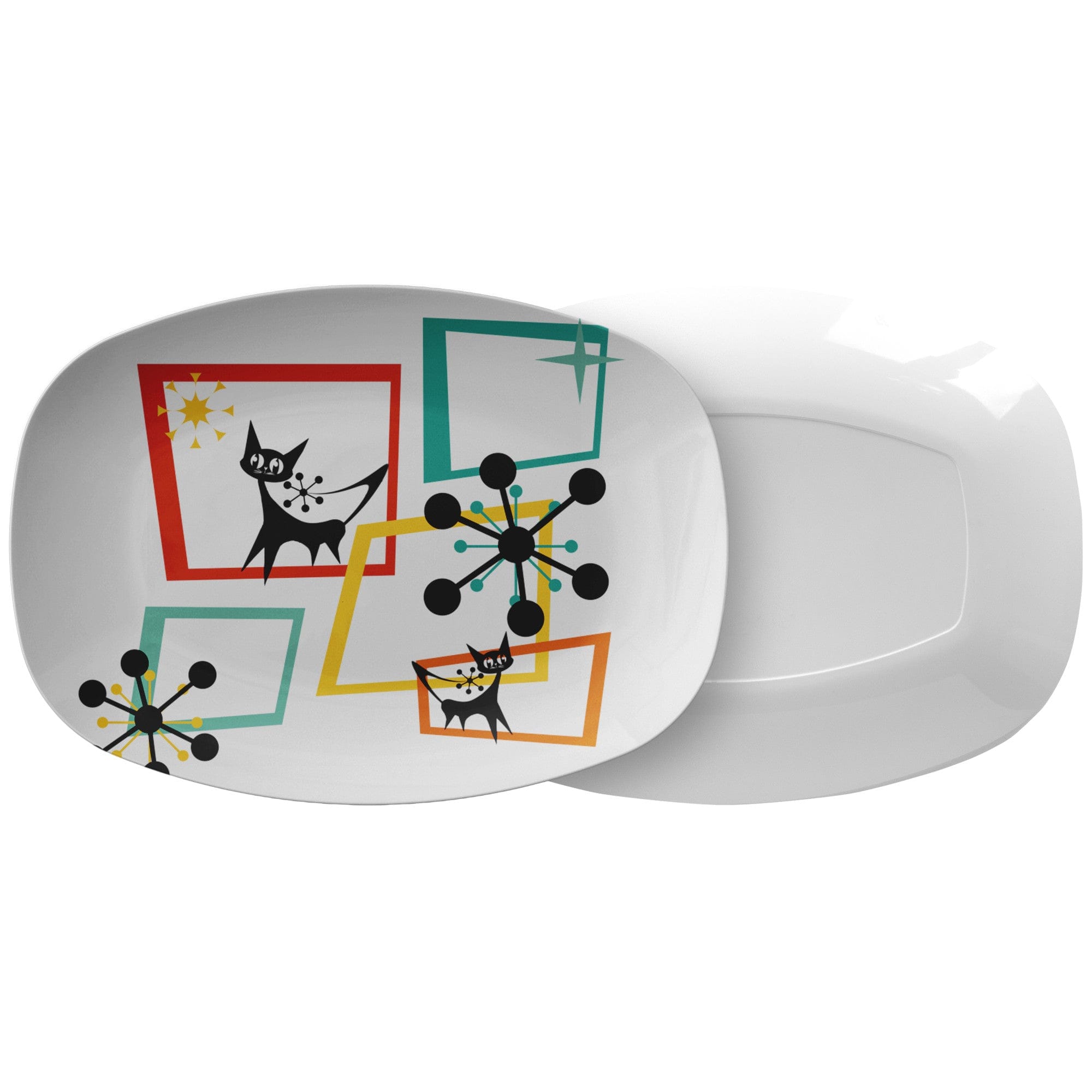 Atomic Cat, Kitschy Cats,Black Cat Lover, Mid Century Modern Dinnerware Kitchenware