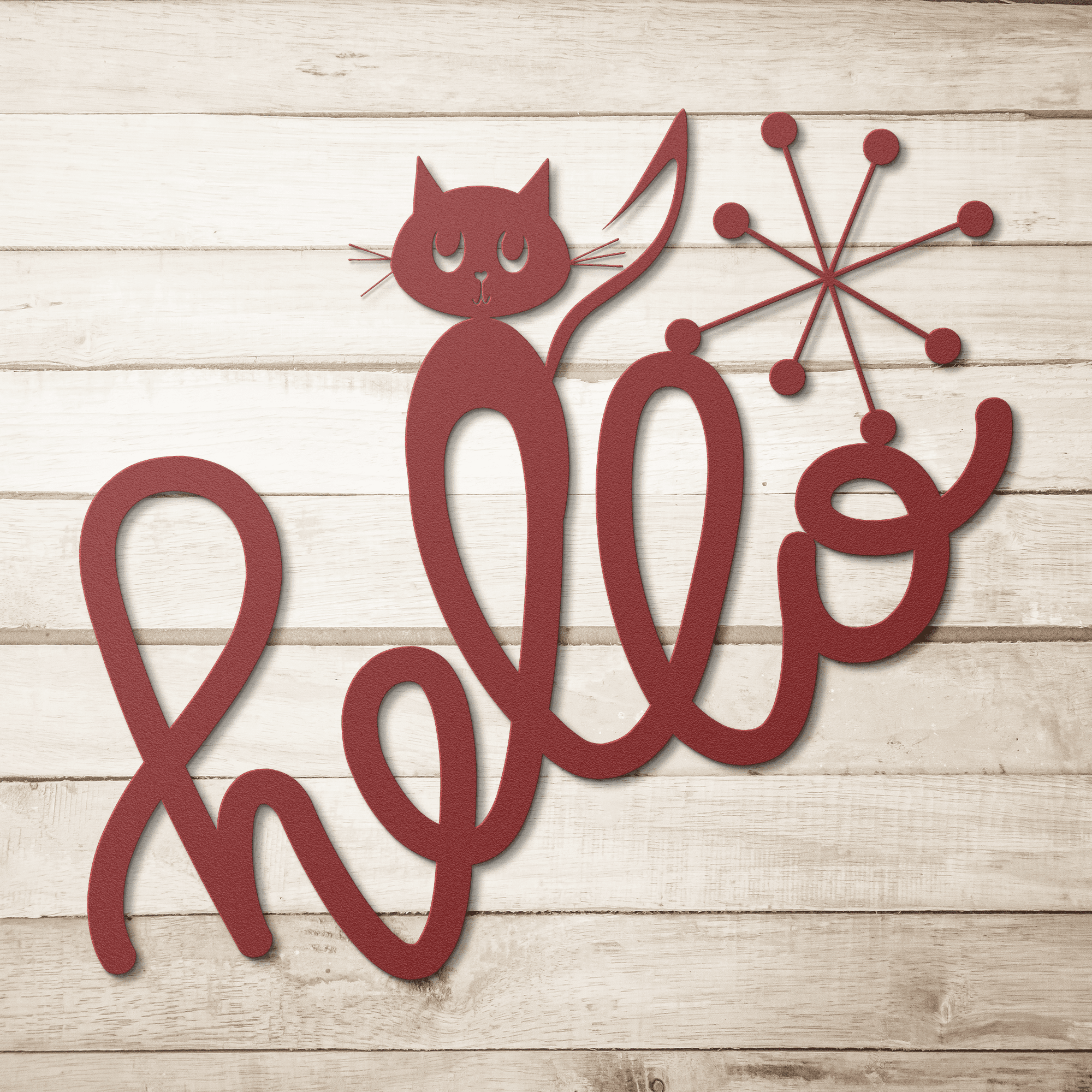 Atomic Cat, Kitschy, Quirky Funny Hello Welcome Mid Century Modern Wall Art Wall Art