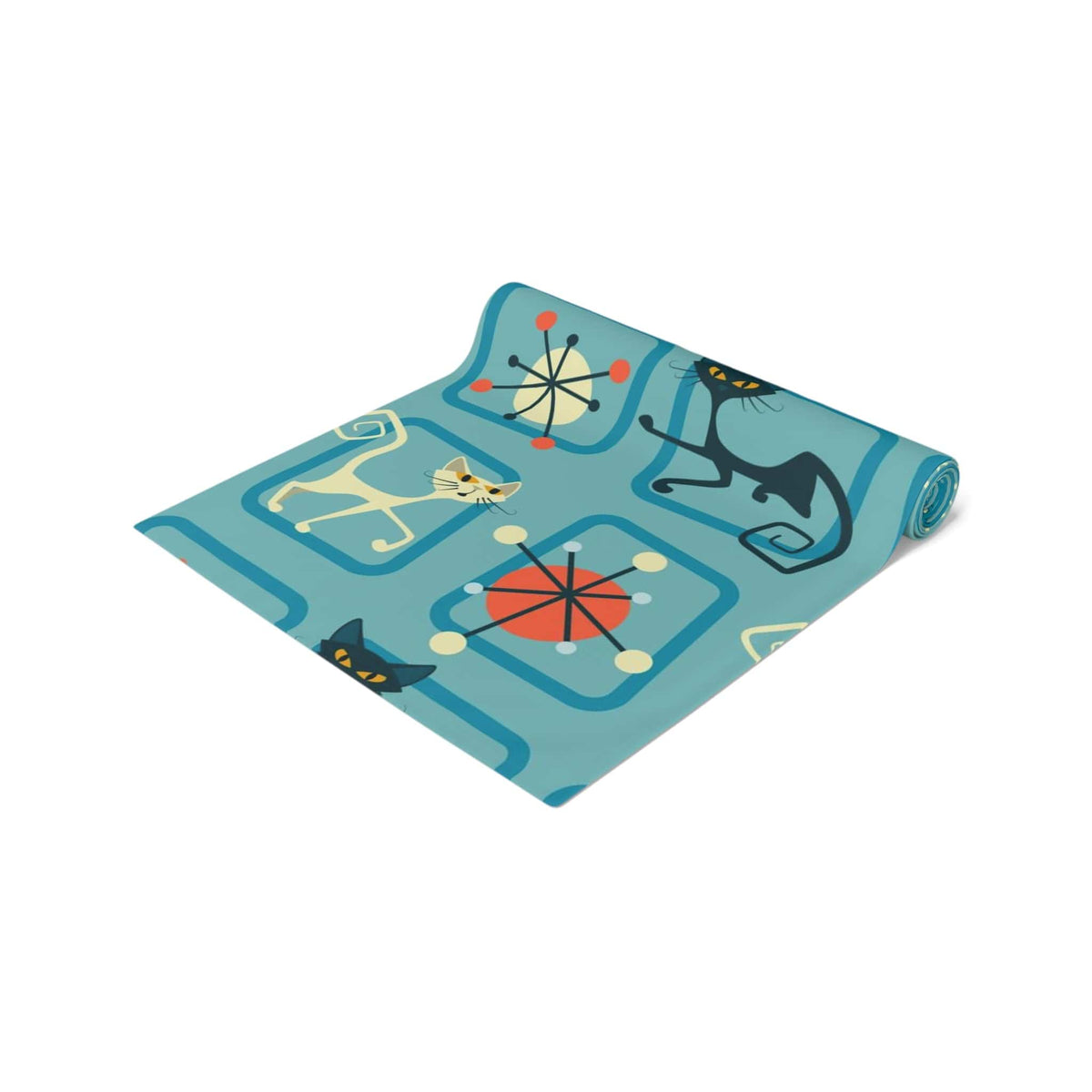 Atomic Cat, Kitschy Retro 50's Style Mid Century Modern Table Runner Home Decor