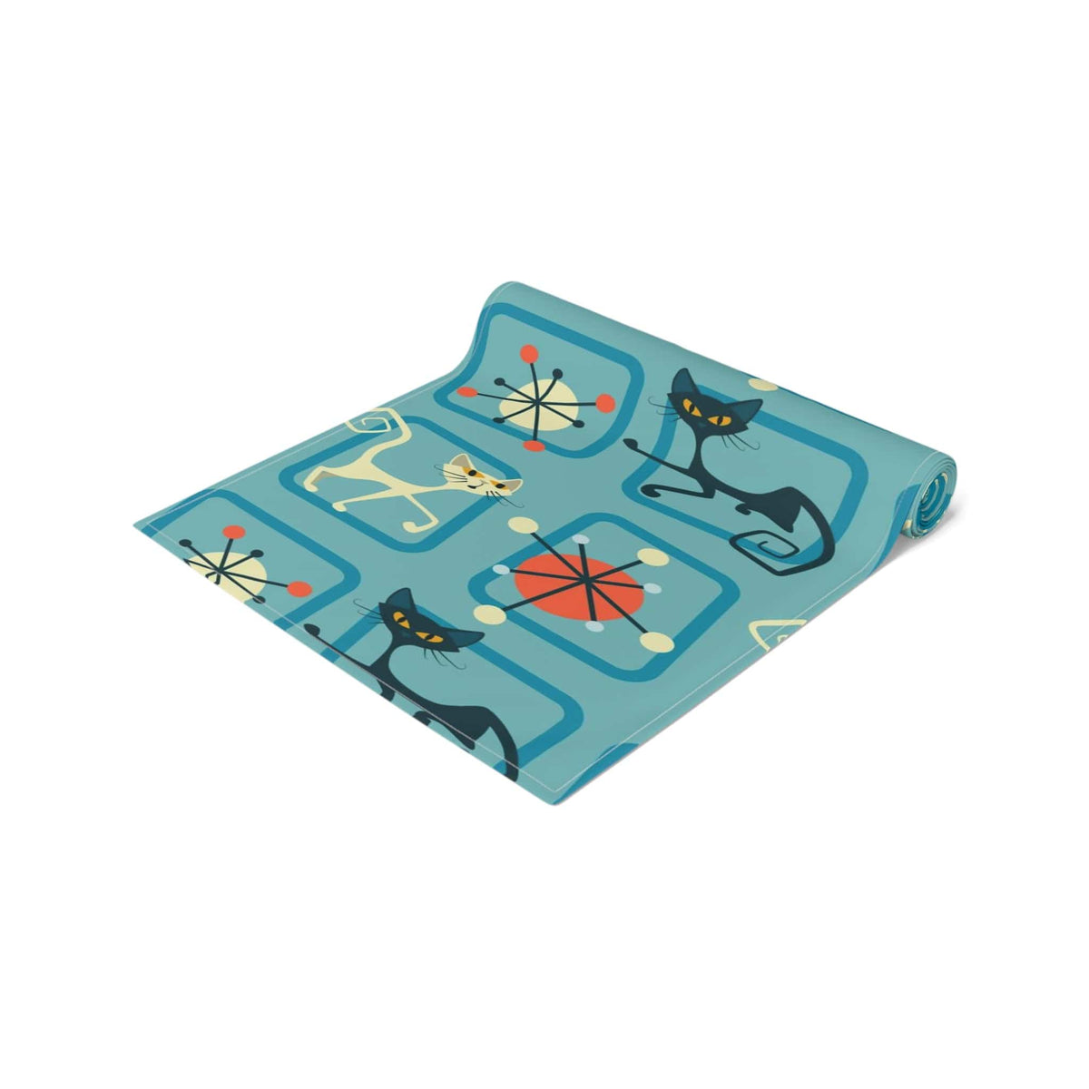 Atomic Cat, Kitschy Retro 50's Style Mid Century Modern Table Runner Home Decor