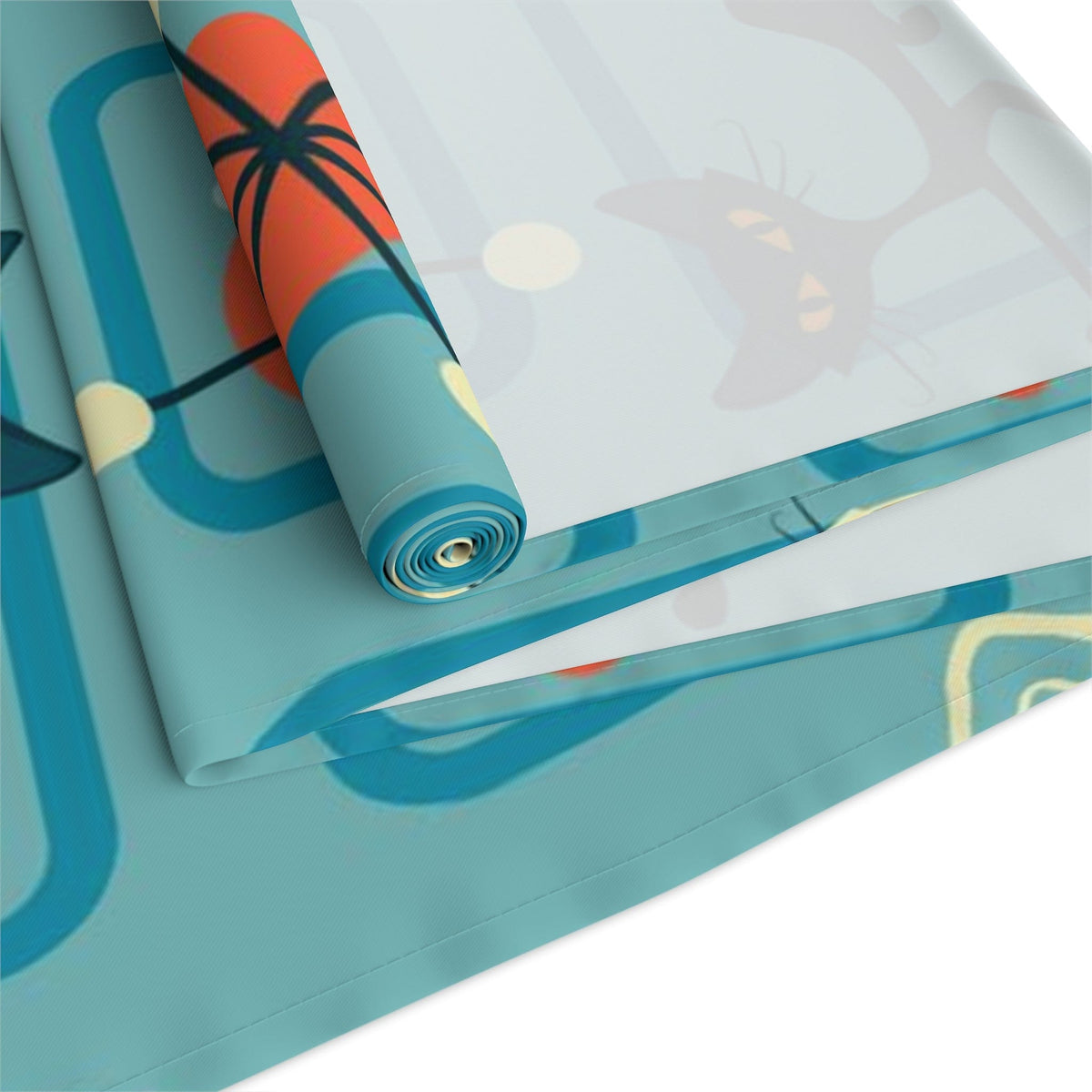 Atomic Cat, Kitschy Retro 50's Style Mid Century Modern Table Runner Home Decor