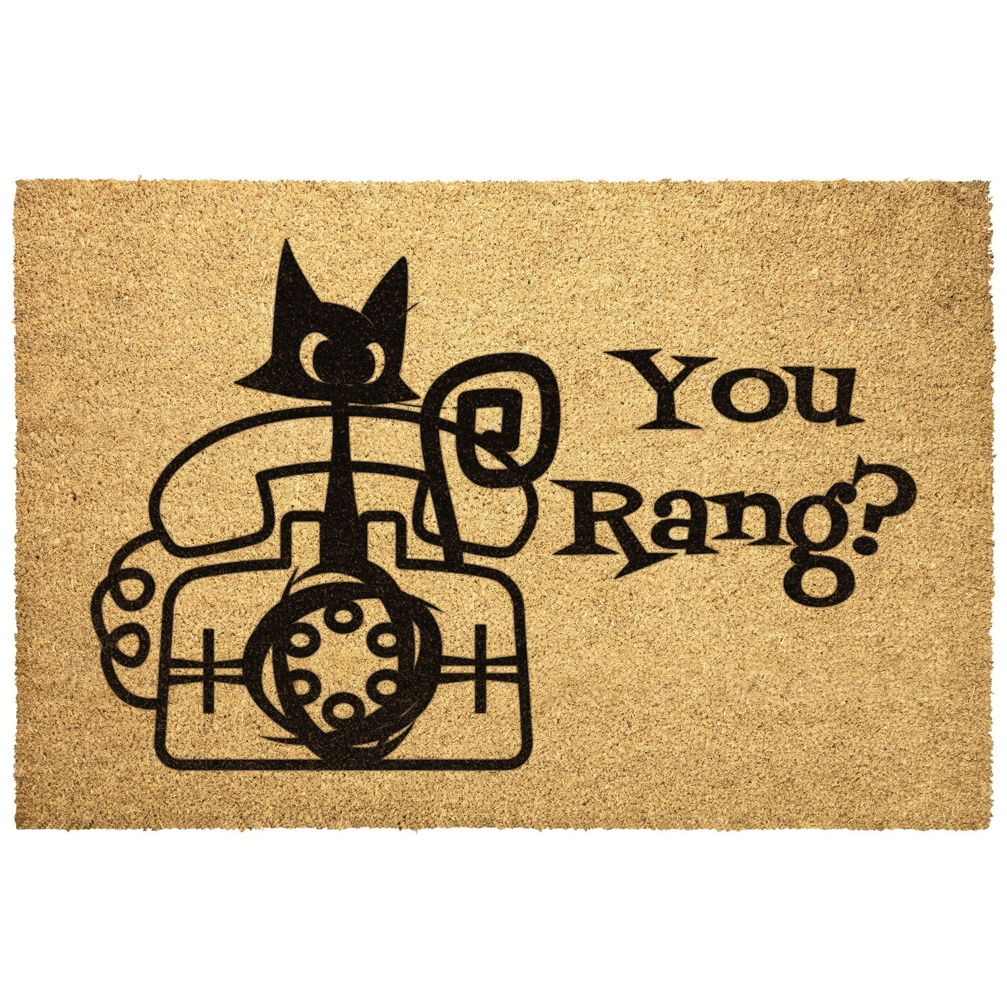 Atomic Cat Mid Century Modern Welcome Mat, Funny Quirky, You Rang, Nostalgic Rotary Phone Home Goods