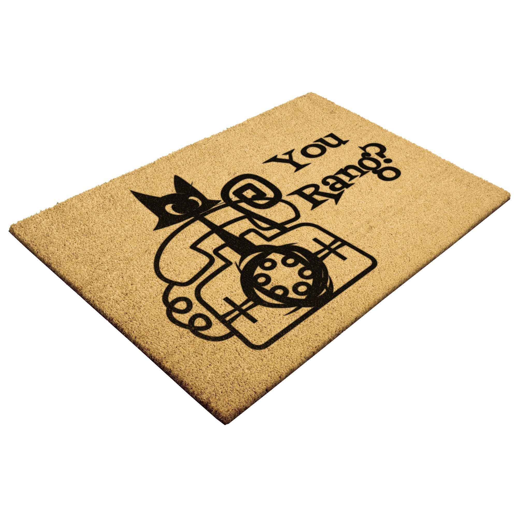 Atomic Cat Mid Century Modern Welcome Mat, Funny Quirky, You Rang, Nostalgic Rotary Phone Home Goods