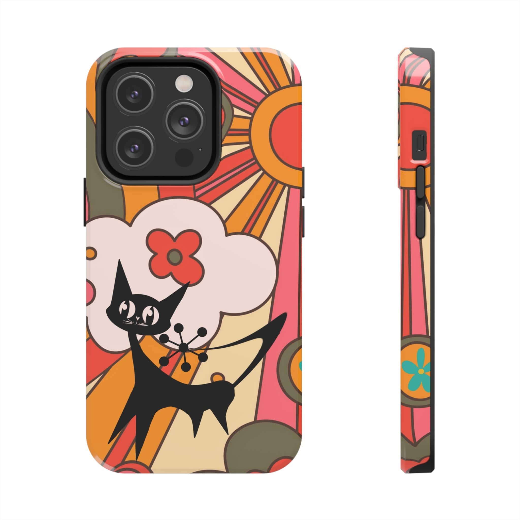 Atomic Cat, Retro Sunburst, Groovy Mod Smart Phone Tough Phone Cases Phone Case