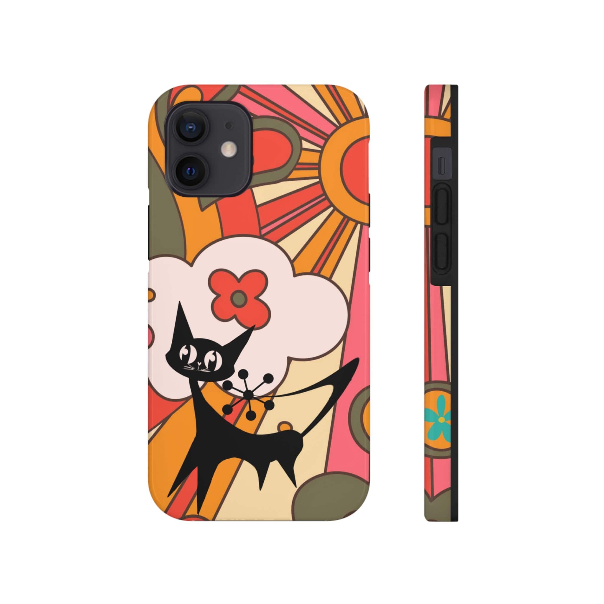 Atomic Cat, Retro Sunburst, Groovy Mod Smart Phone Tough Phone Cases Phone Case