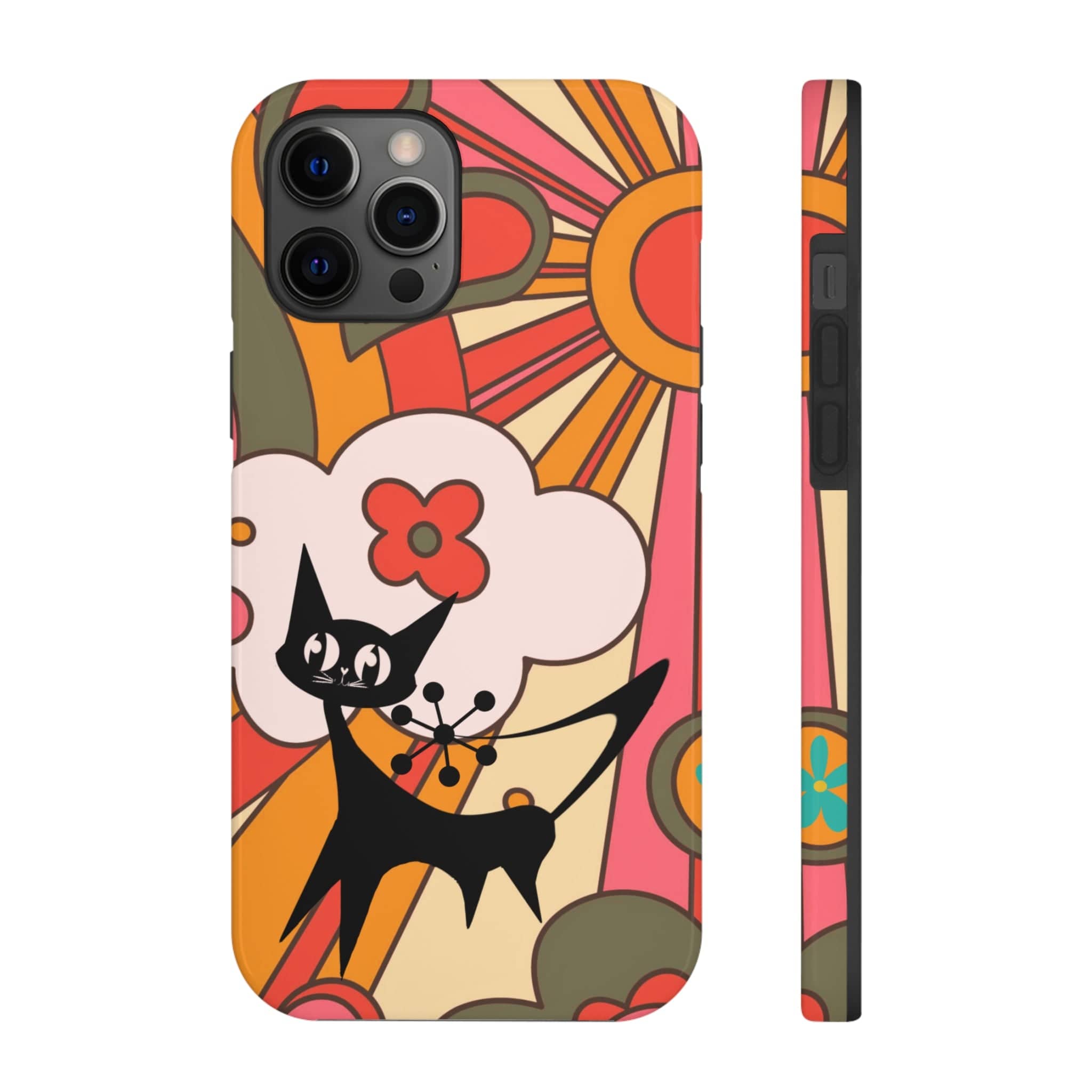 Atomic Cat, Retro Sunburst, Groovy Mod Smart Phone Tough Phone Cases Phone Case