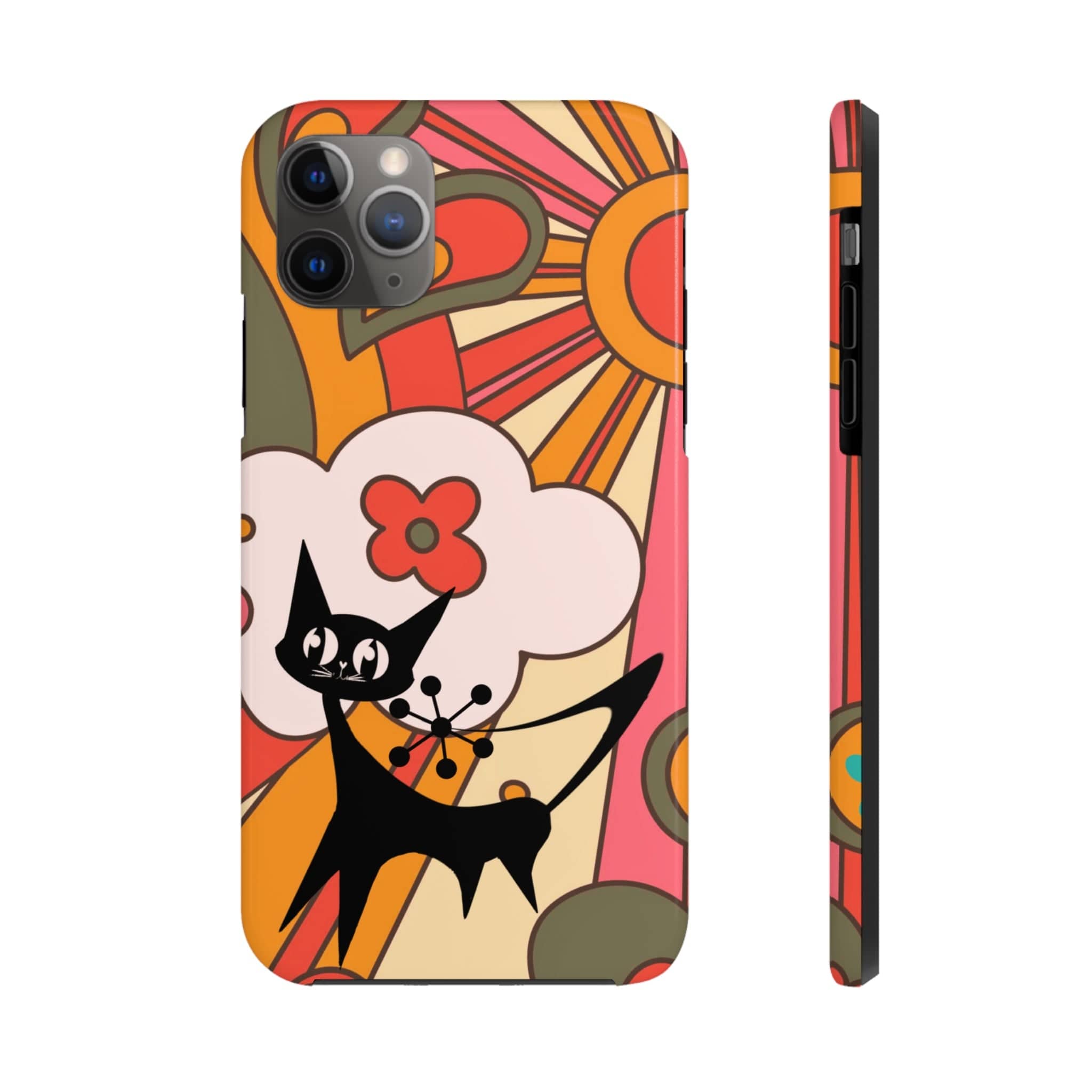 Atomic Cat, Retro Sunburst, Groovy Mod Smart Phone Tough Phone Cases Phone Case