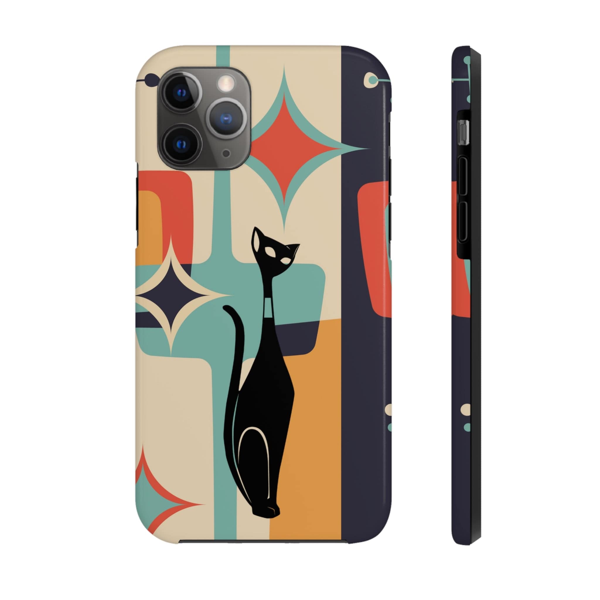 Atomic Cat, Sexton Cat, Mid Mod, Retro Geometric, Starburst Tough Phone Cases Phone Case