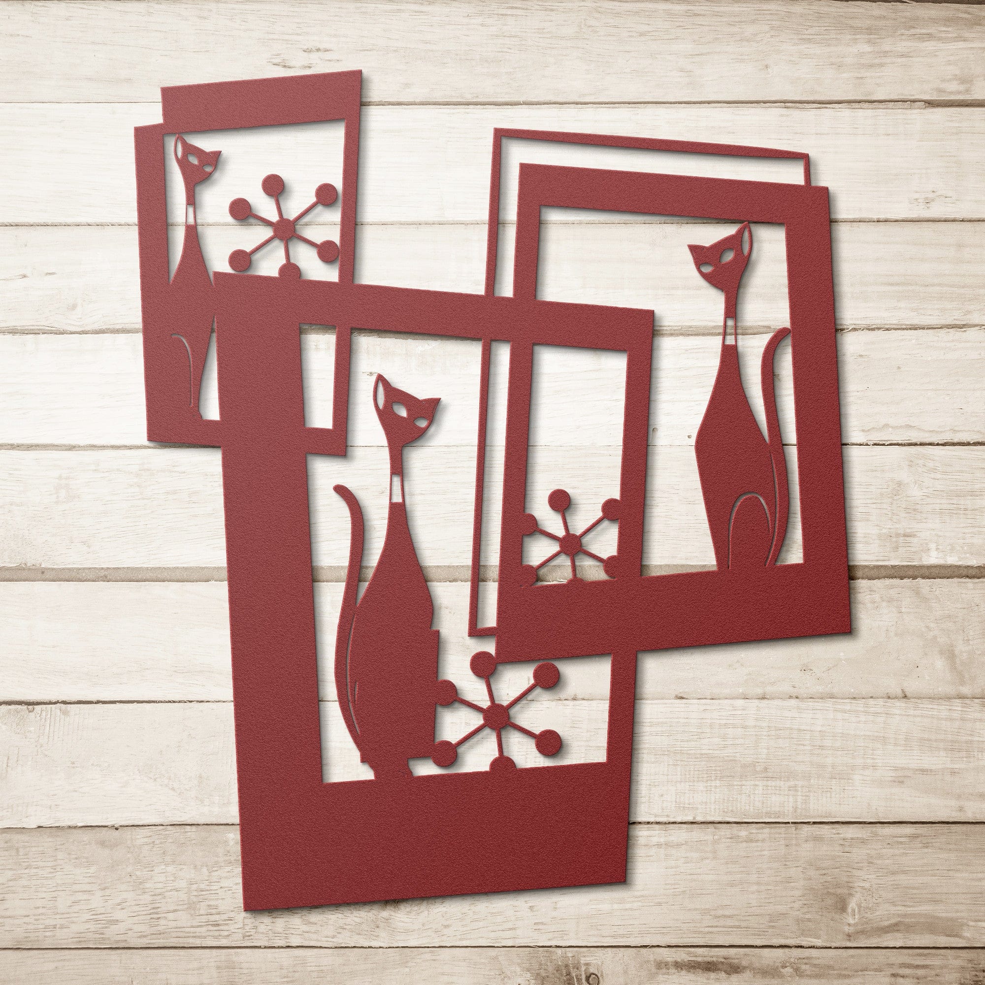 Atomic Cat, three cats starburst Wall Art