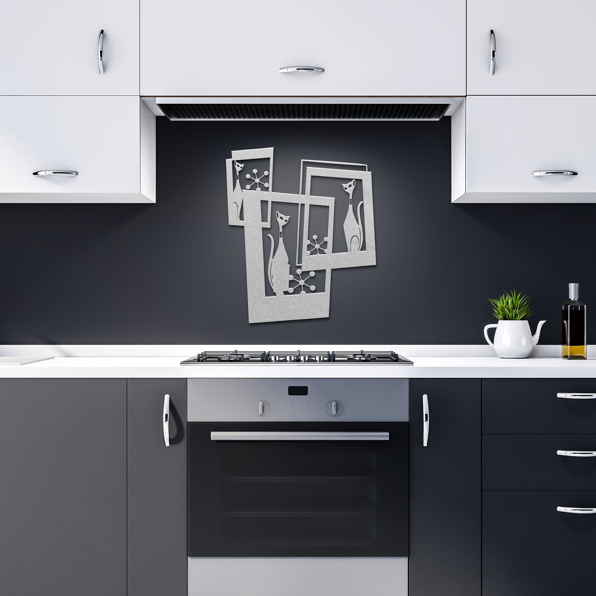 Atomic Cat, three cats starburst Wall Art