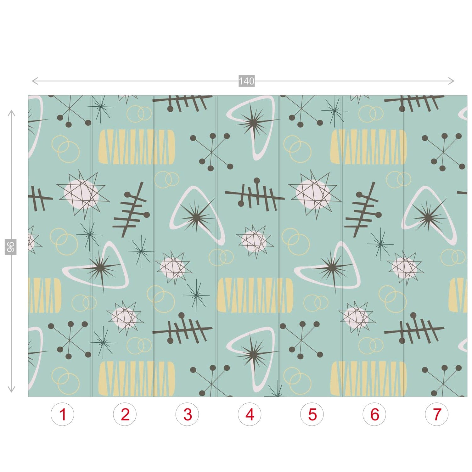 Atomic Franciscan Starburst, Boomerangs, Mid Century Modern Wall Paper, Peel And Stick Wall Murals Wallpaper