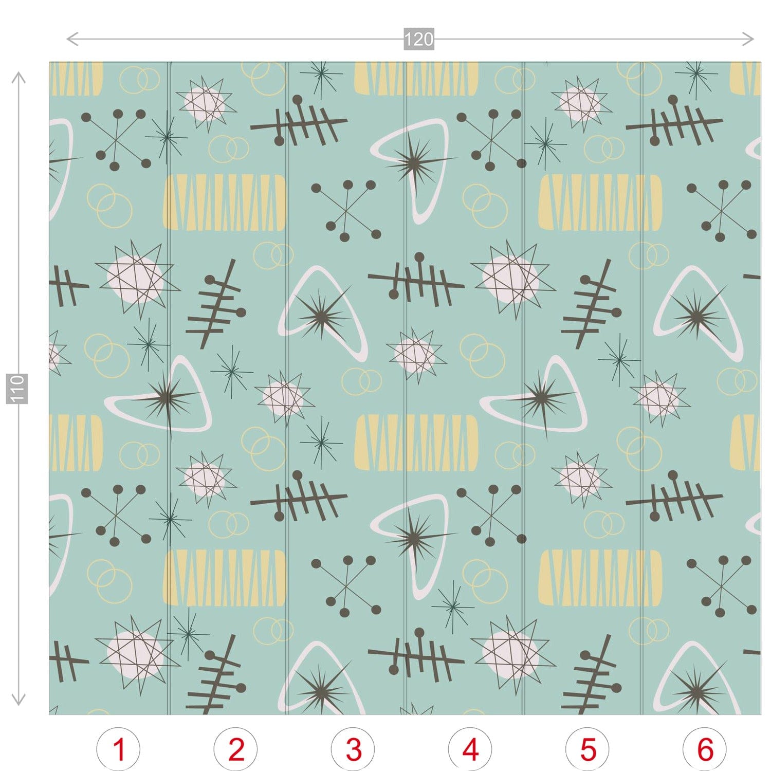 Atomic Franciscan Starburst, Boomerangs, Mid Century Modern Wall Paper, Peel And Stick Wall Murals Wallpaper