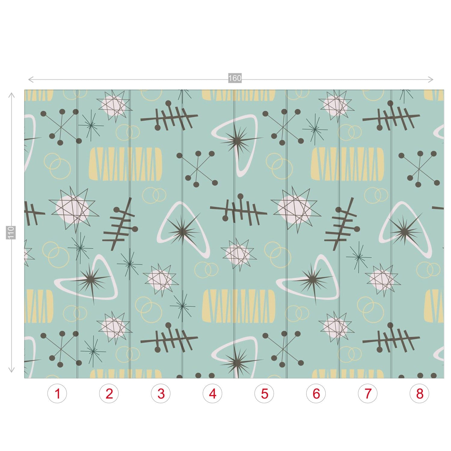 Atomic Franciscan Starburst, Boomerangs, Mid Century Modern Wall Paper, Peel And Stick Wall Murals Wallpaper