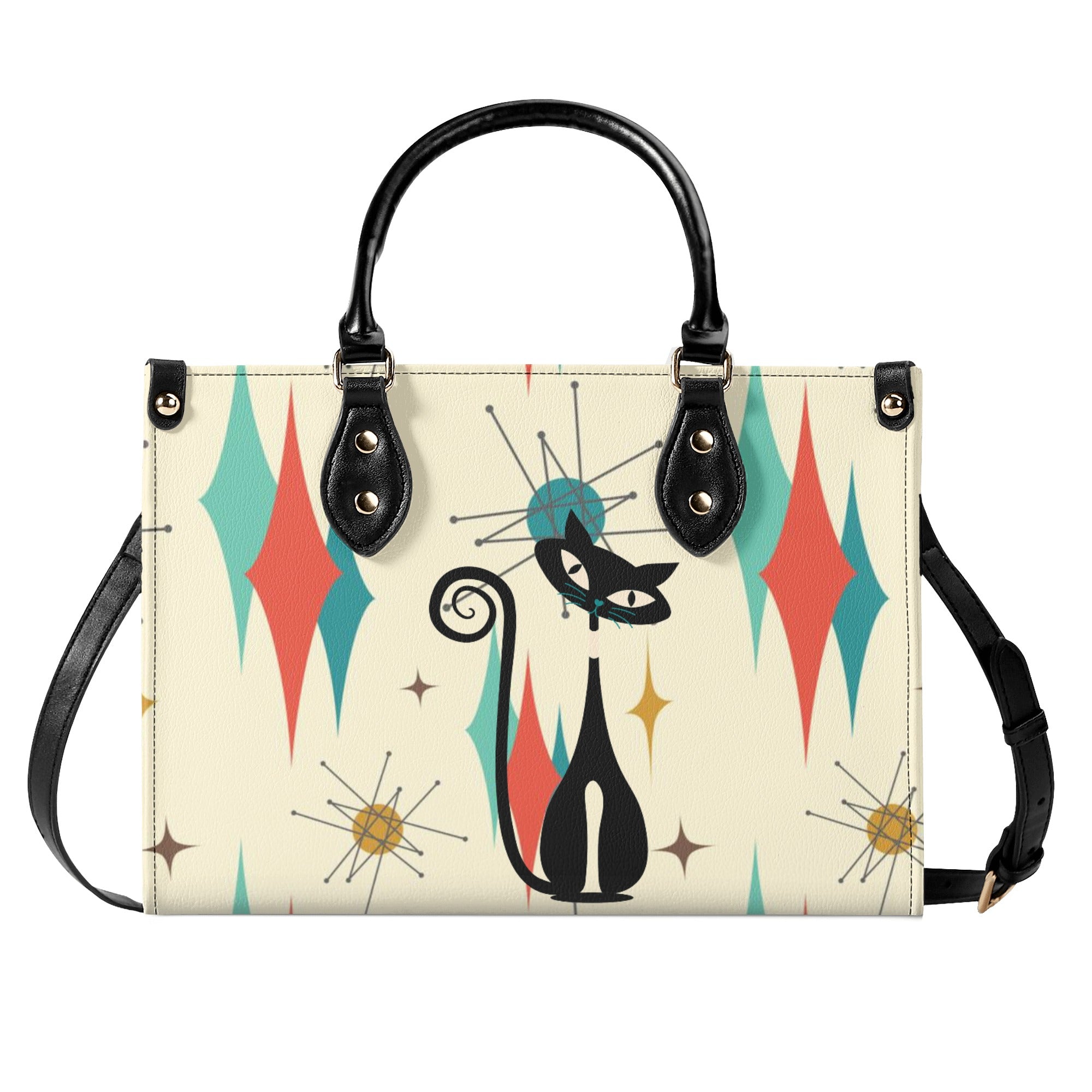 Atomic Kitty, Mid Century Modern Style Classic Cool Leather Handbag