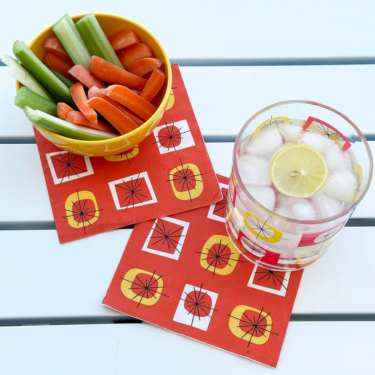 Atomic Orange/Yellow Cocktail Napkins