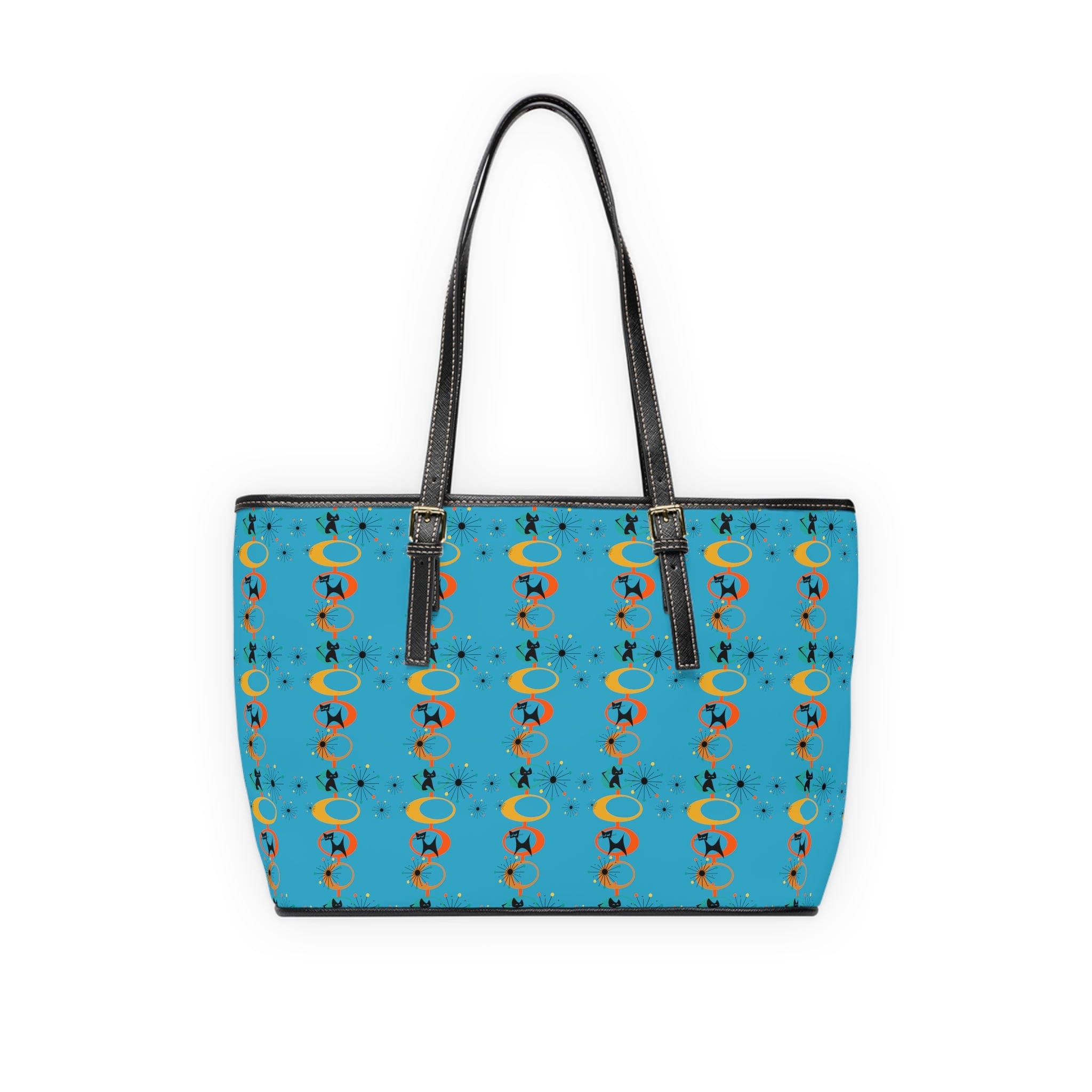 Atomic Space Cat, Turquoise Blue, Mid Mod Retro Shoulder Bag Bags