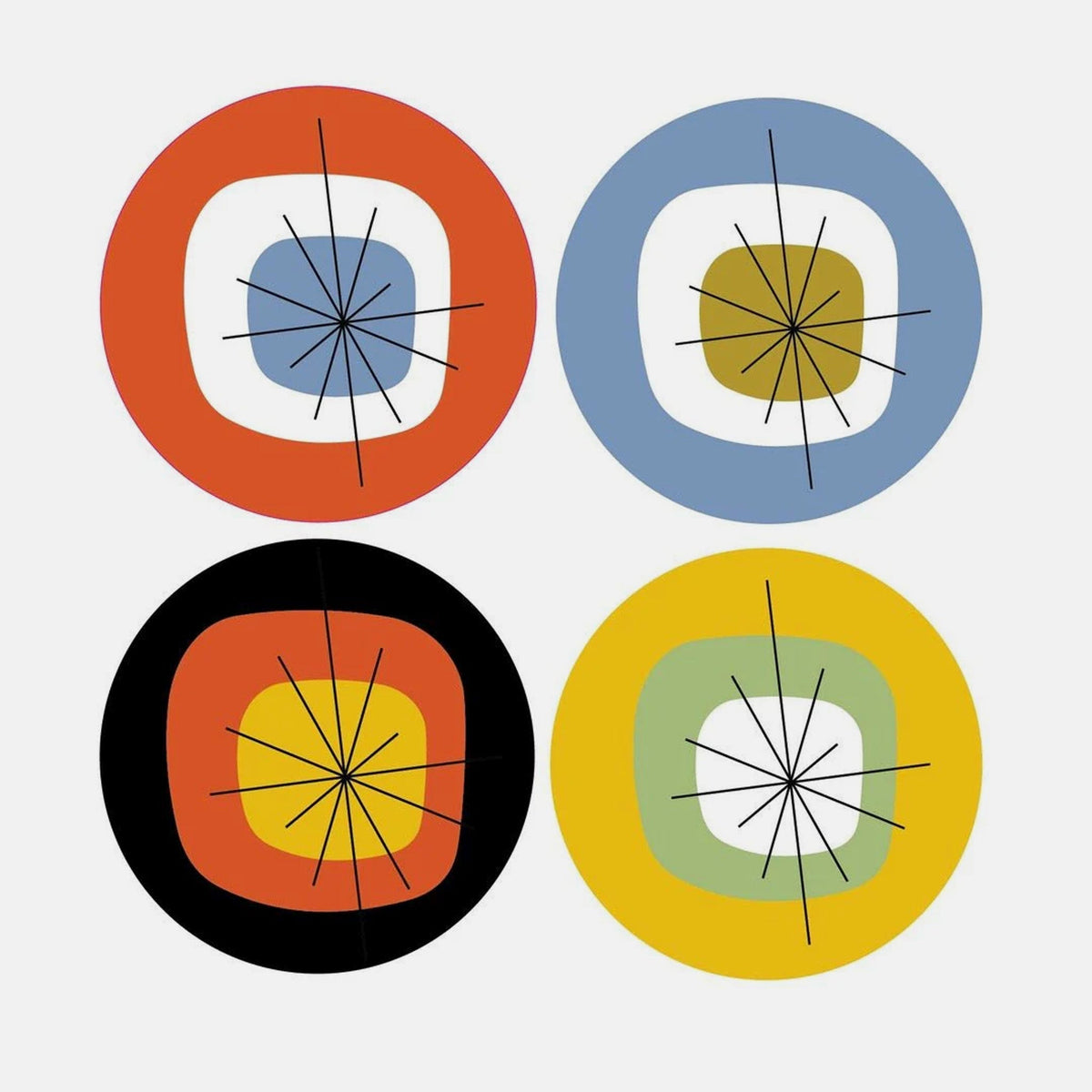 Atomic Vinyl Coasters - Set of 8 - Mixed Colors