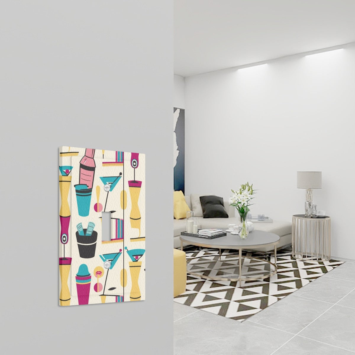 Mid Century Modern Cocktail Kitschy Mod Faux Leather Texture Switch Cover 1-Gang 1 Toggle - Mid Century Modern Gal