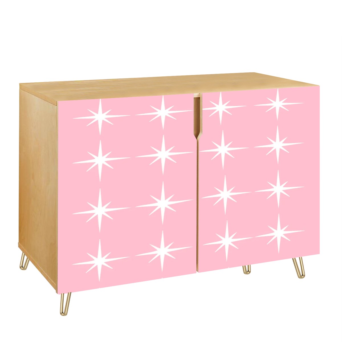 Mid Century Modern Atomic Pink White Starburst 50s Retro Sidetable Credenza - Mid Century Modern Gal