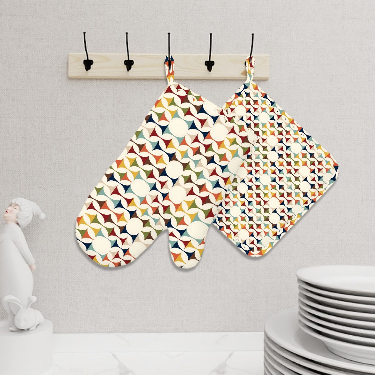 Mid Mod Scandinavian Designed Mid Century Modern Designed Oven Mitts and Pot Holders Sets (Right Hand) - Mid Century Modern Gal