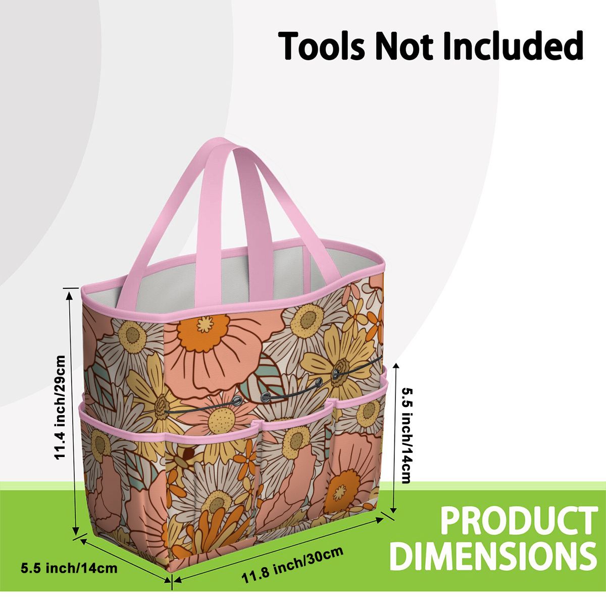 70s Floral Pink Orange Garden Tool Bag