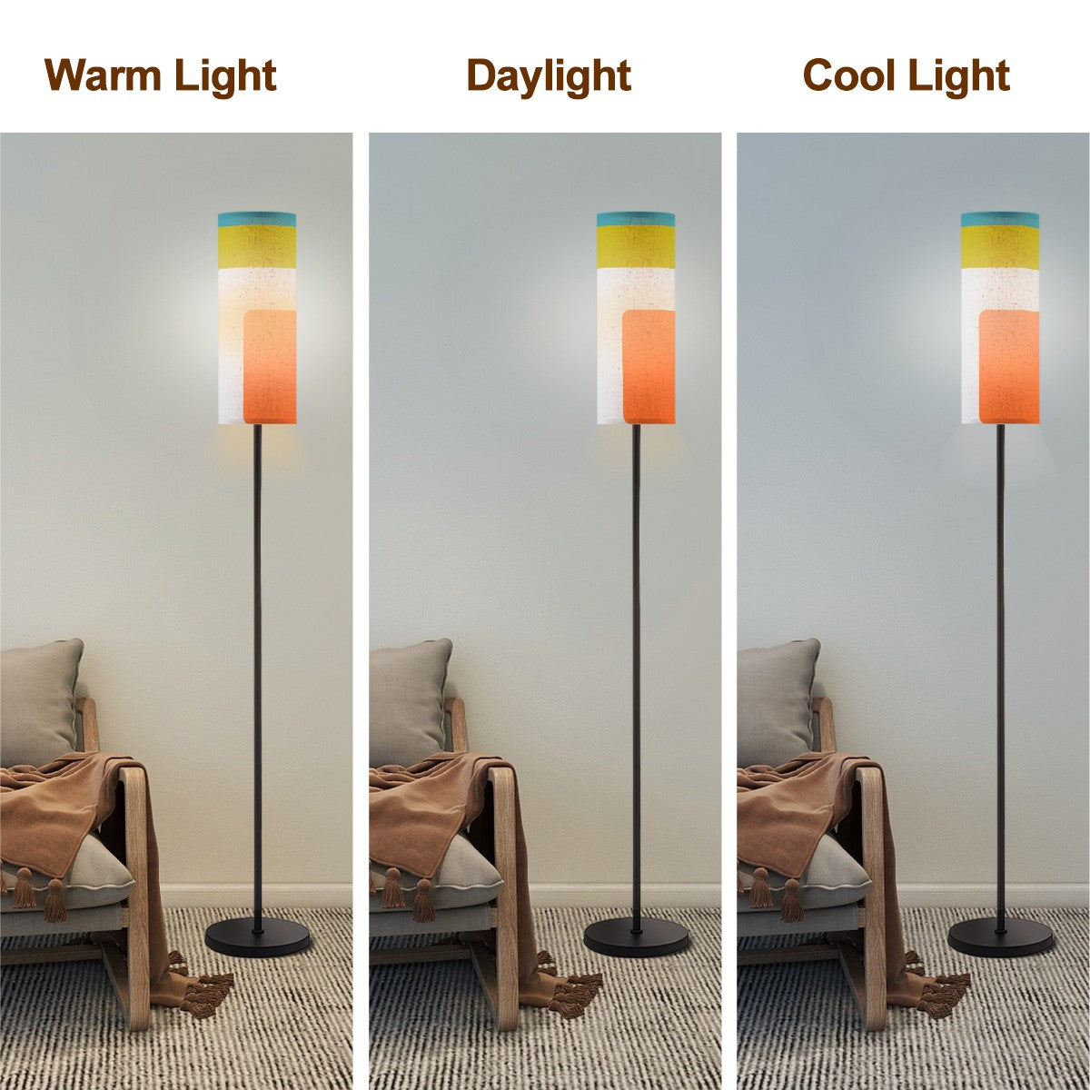 Retro Mod Orange, Green Blue Mid Century Modern Slim Floor Lamp - Mid Century Modern Gal