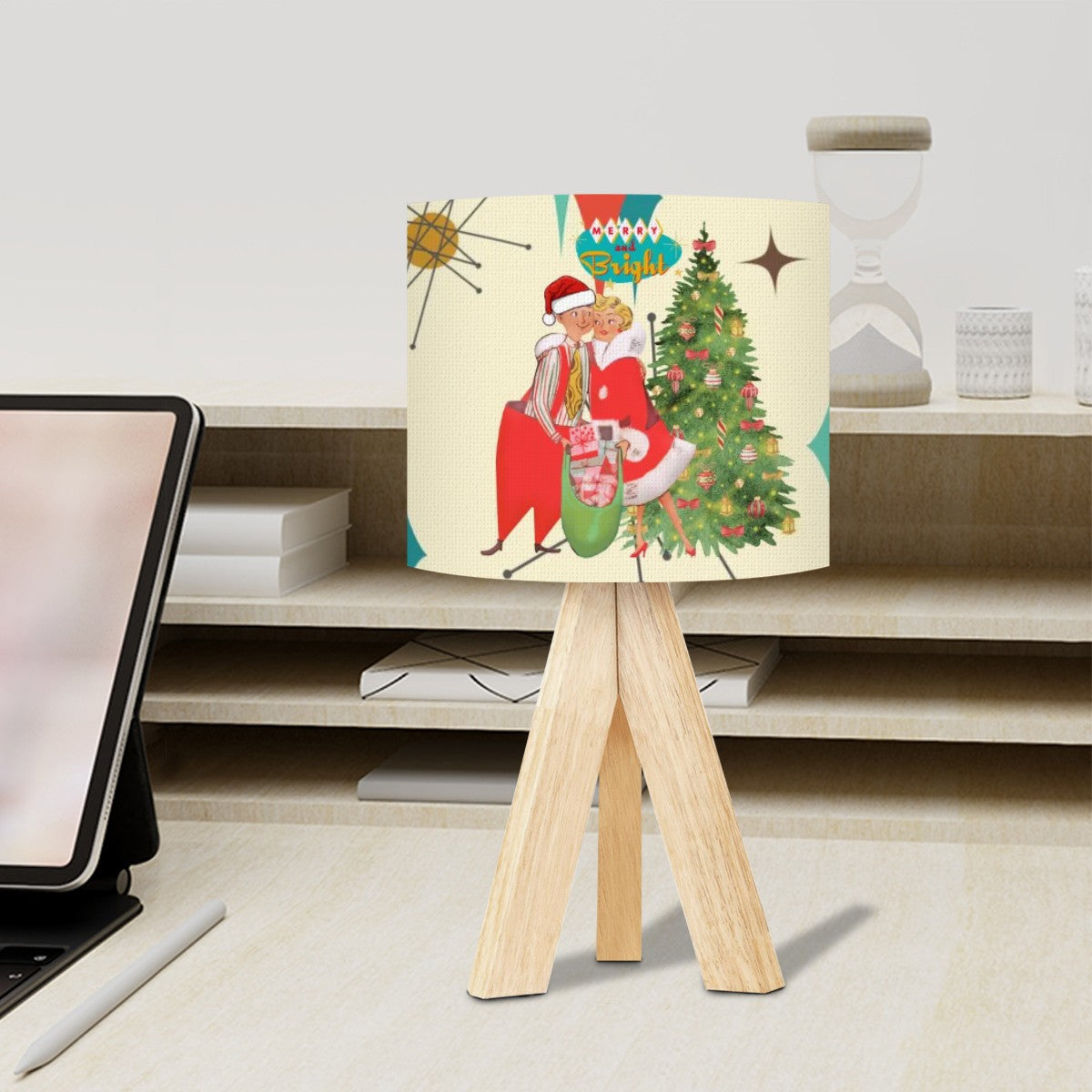 Holiday Kitsch Mid Mod Christmas Table Tripod  Lamp - Mid Century Modern Gal
