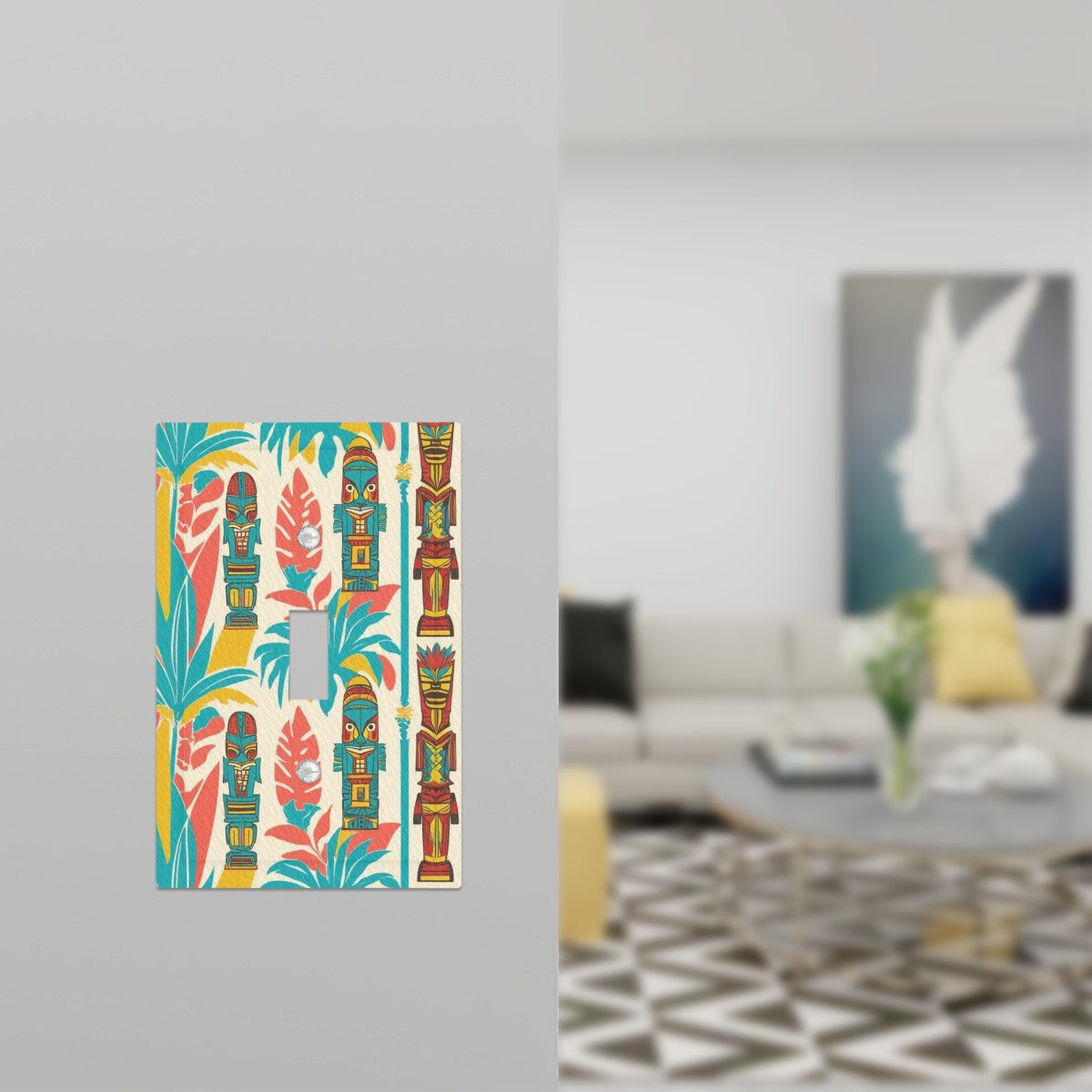 Mid Mod Tiki Faux Leather Texture Switch Cover 1-Gang 1 Toggle - Mid Century Modern Gal